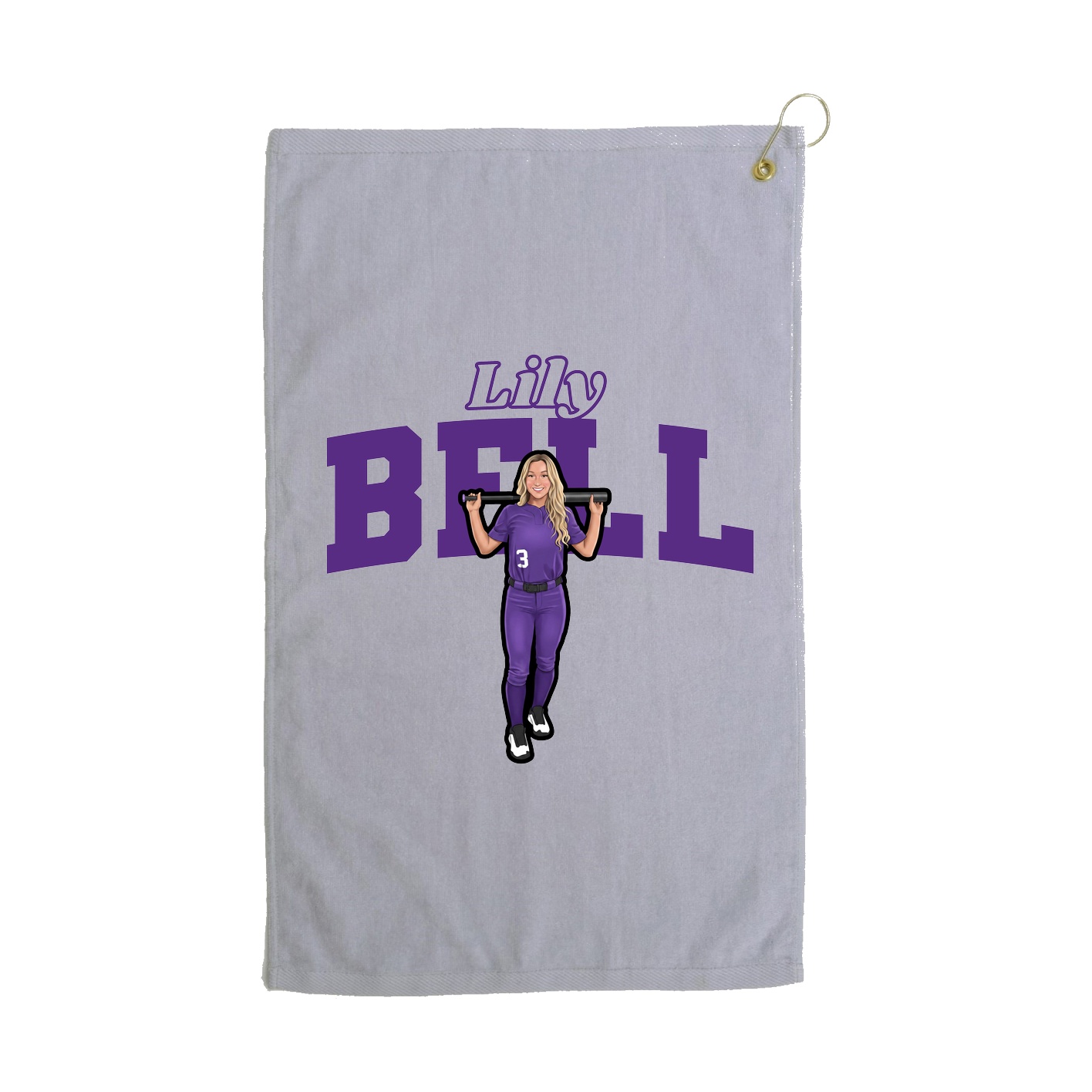 Golf Towel — Name Arch in Grey