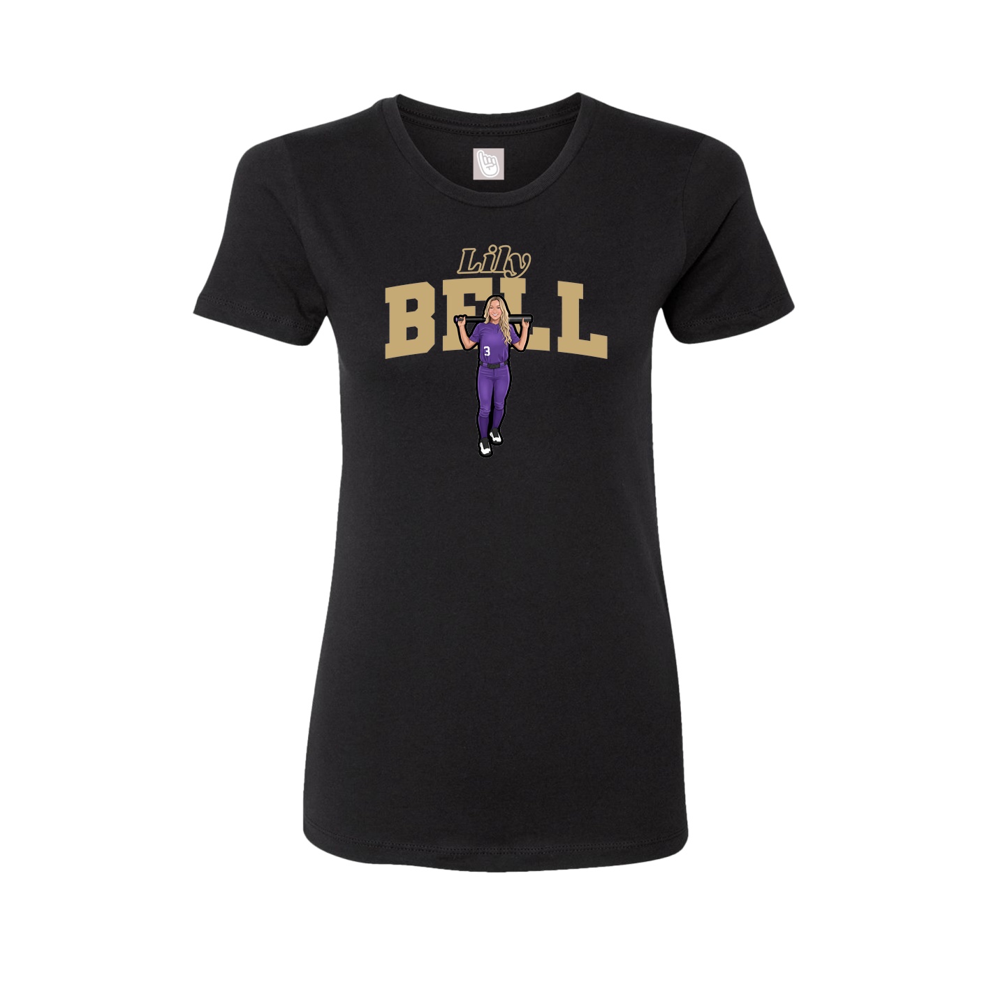 Fitted Women's Tee — Name Arch in Black