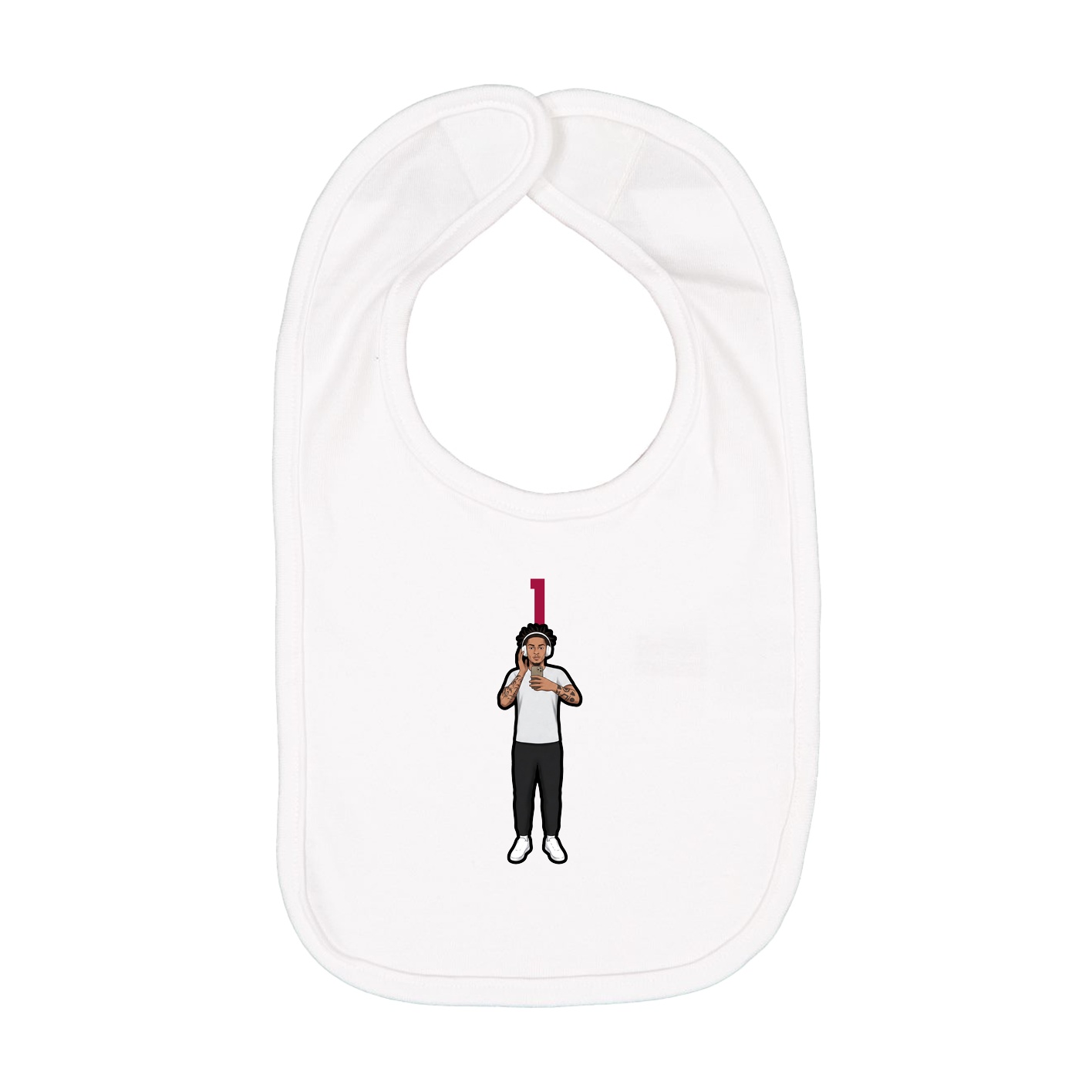 Infant Bib — Number Top in White