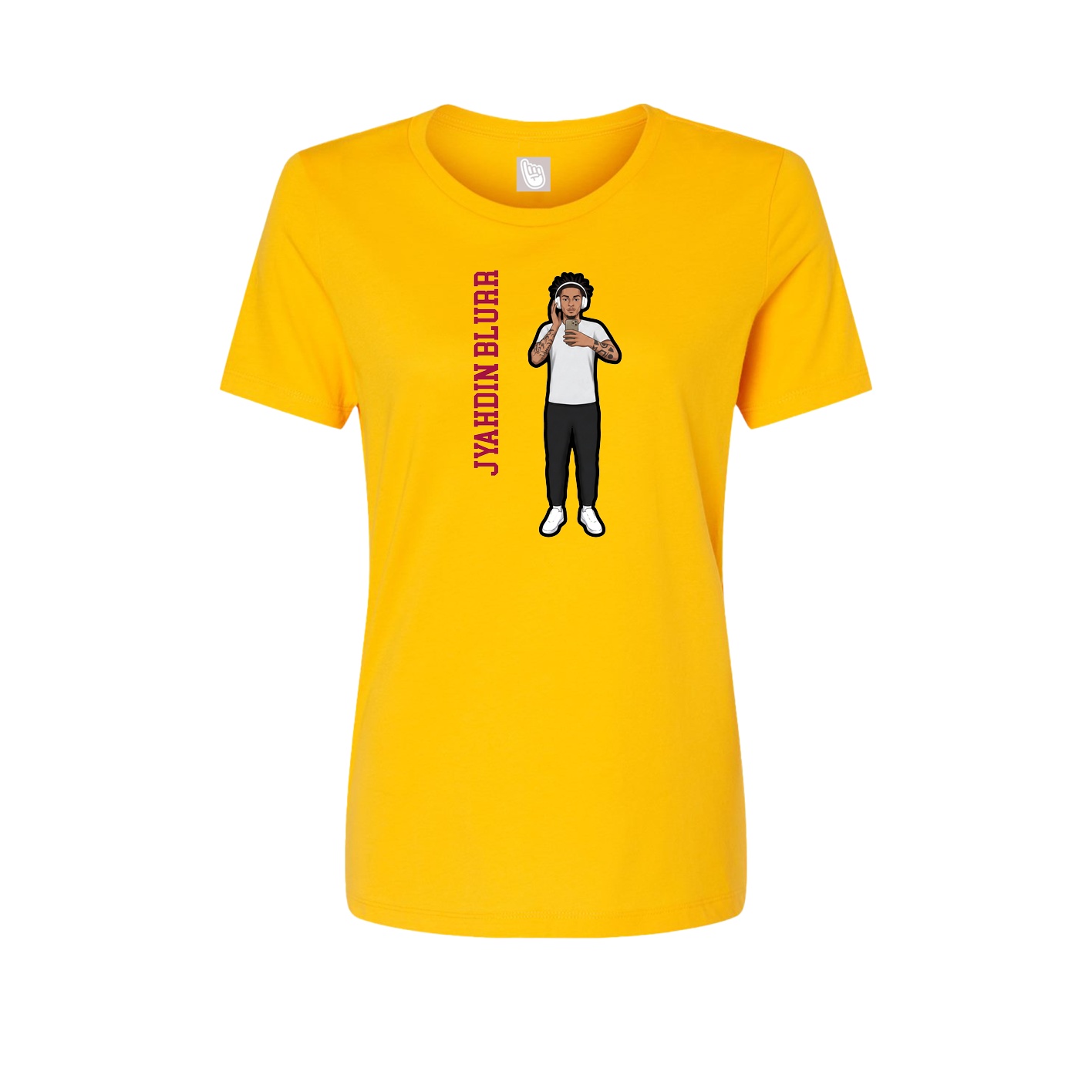 Womens Tee — Name Vertical in Gold