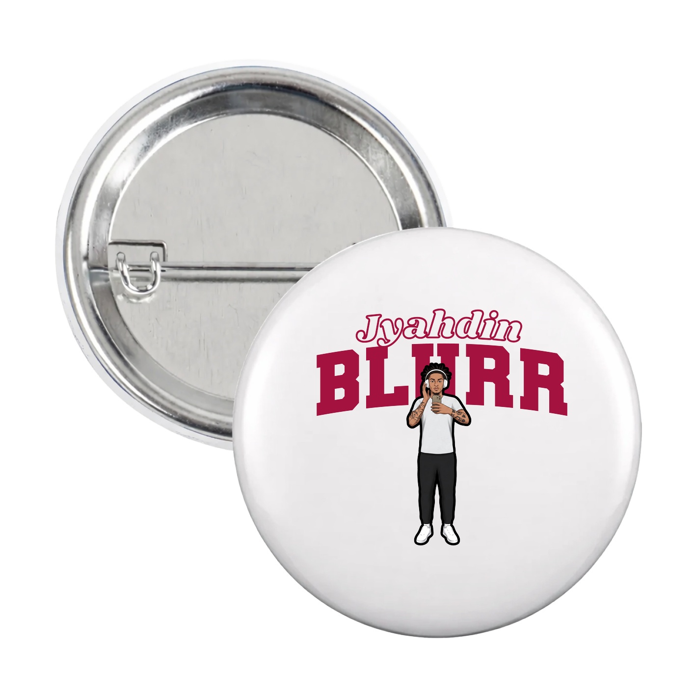 Game Day Button — Name Arch in White