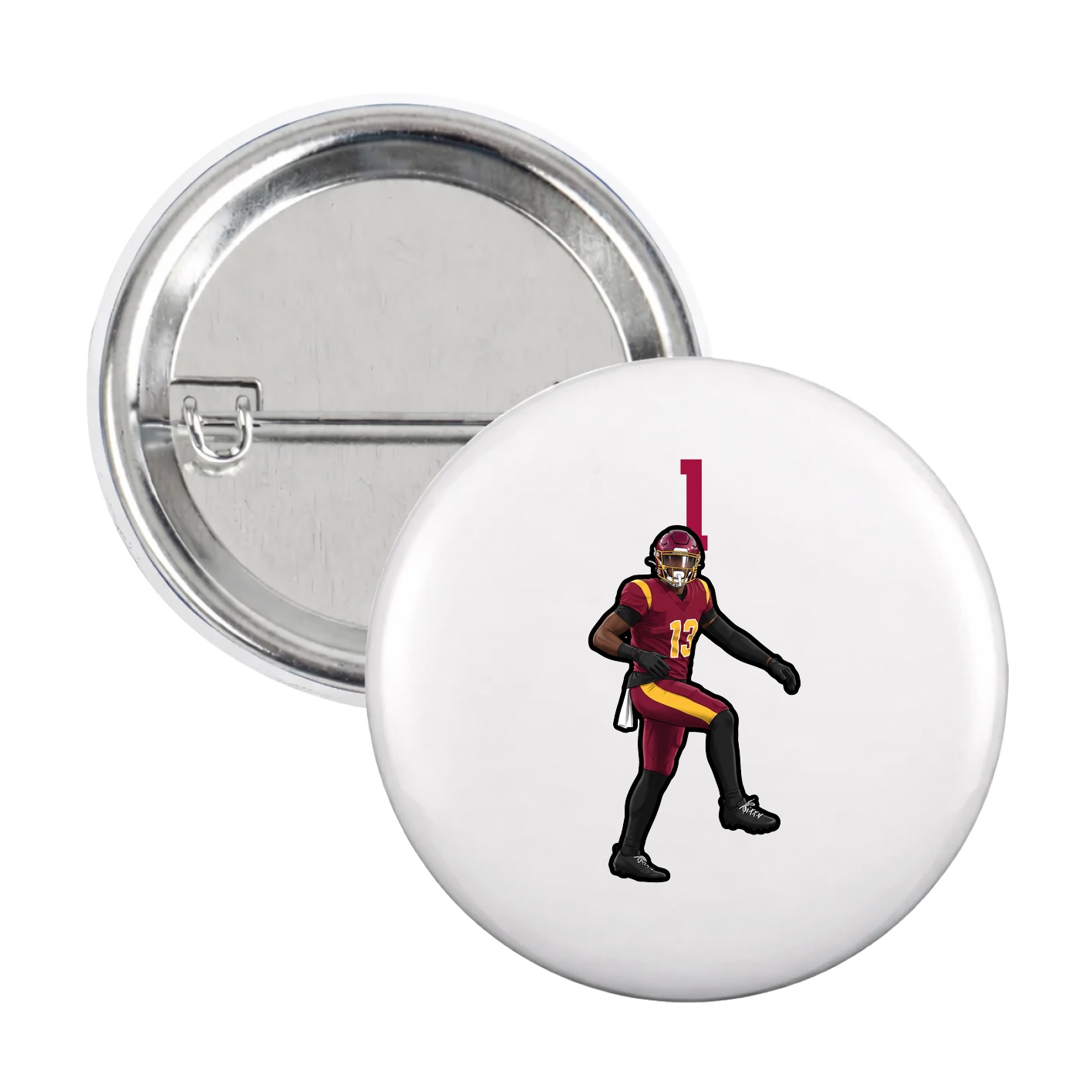 Game Day Button — Number Top in White