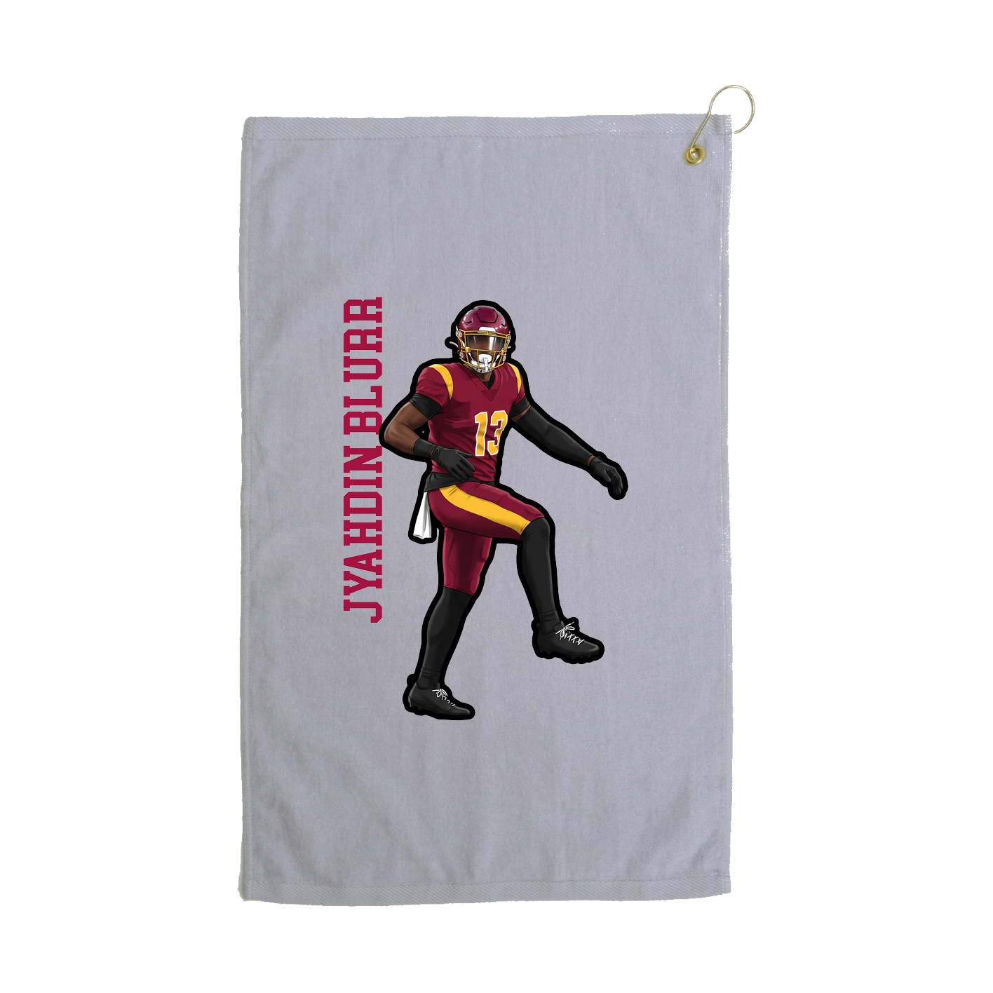 Golf Towel — Name Vertical in Grey