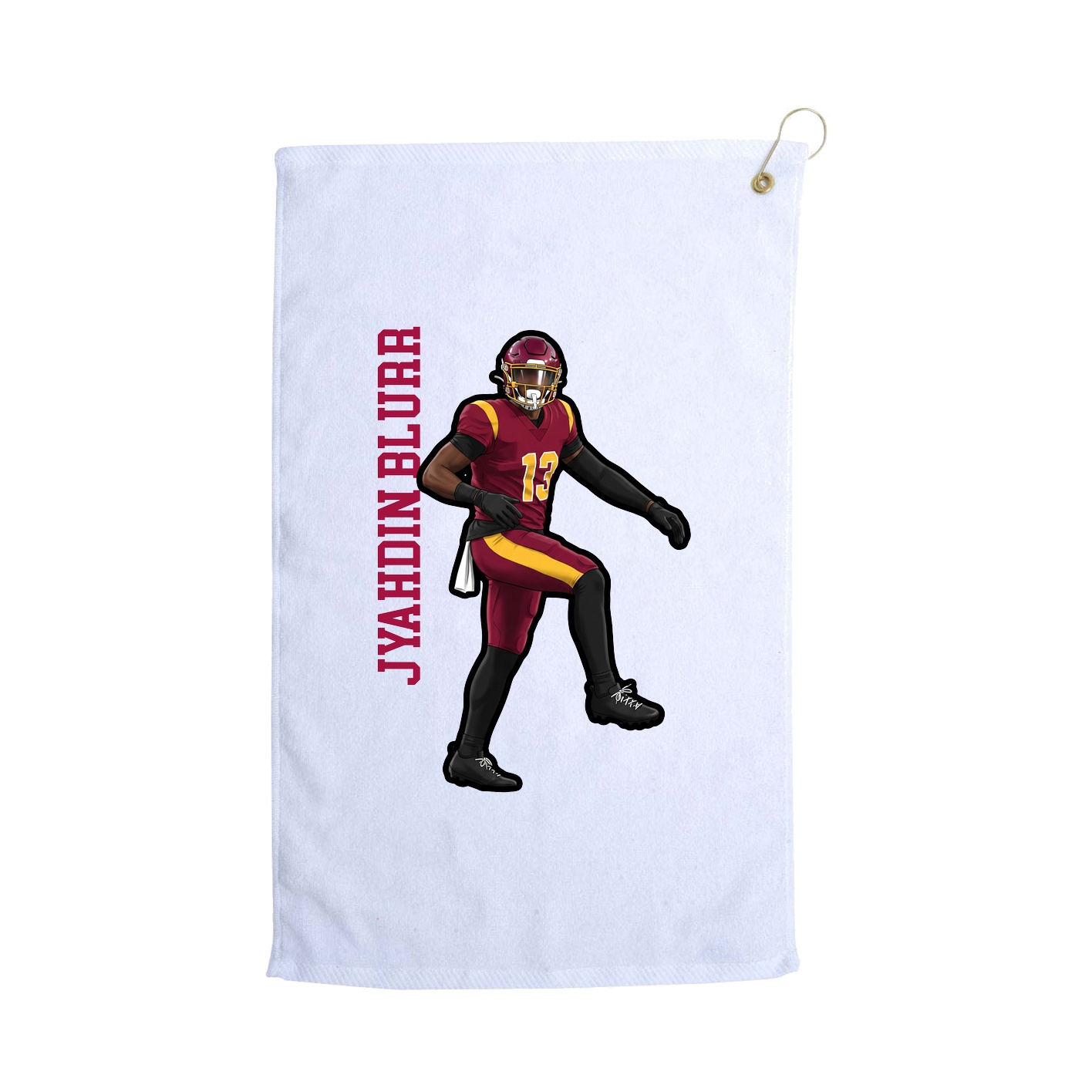 Golf Towel — Name Vertical in White