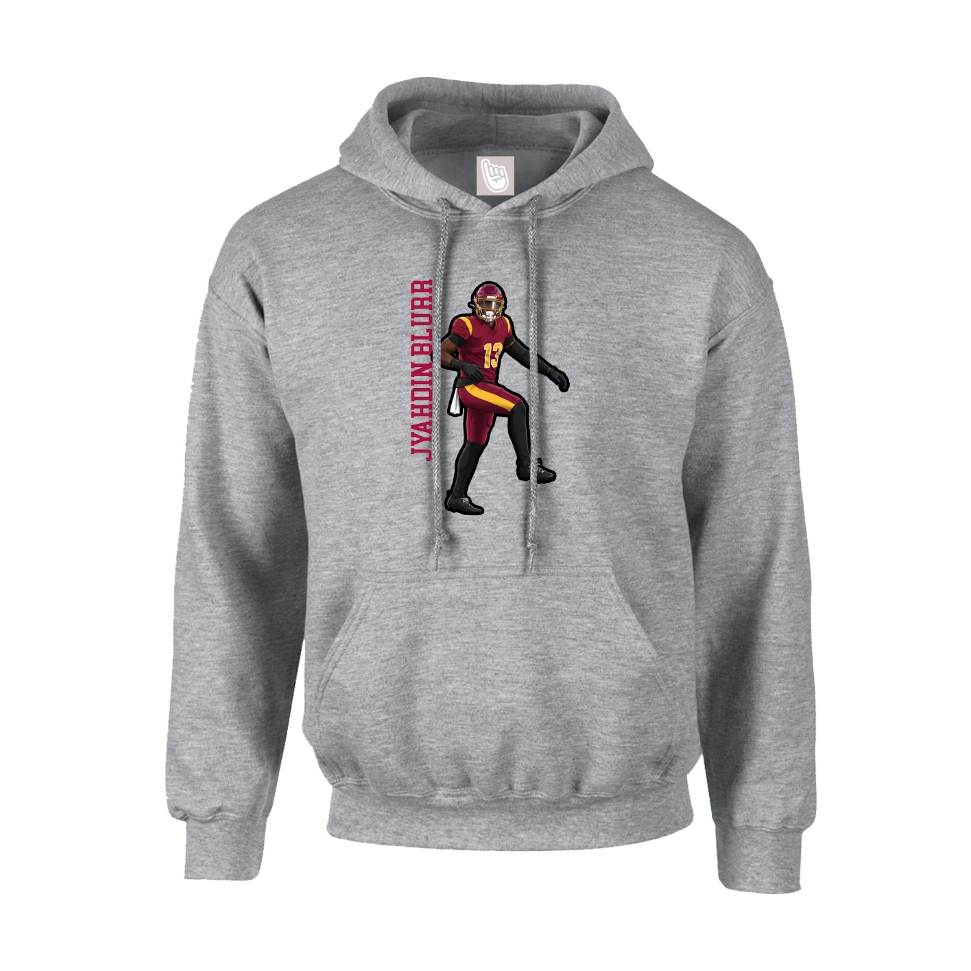 Youth Hoodie — Name Vertical in Grey