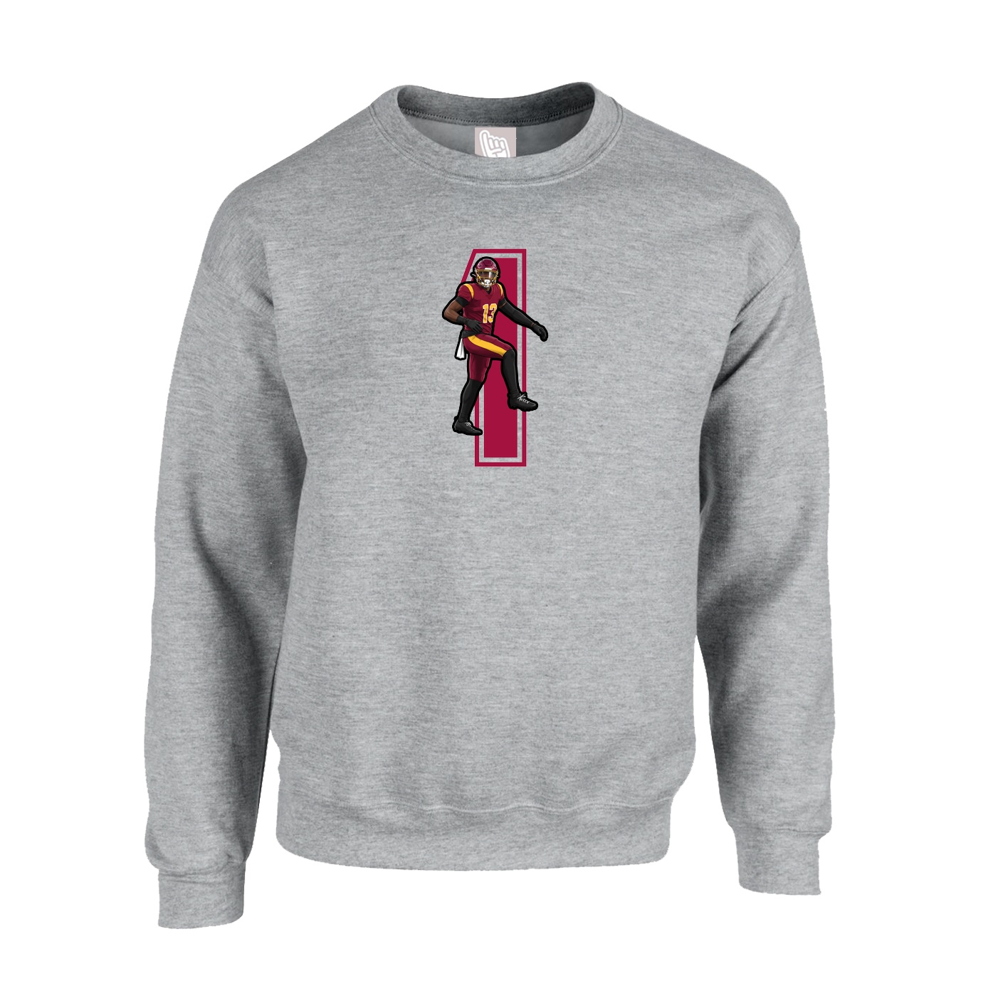 Fleece Crew — Number in Grey