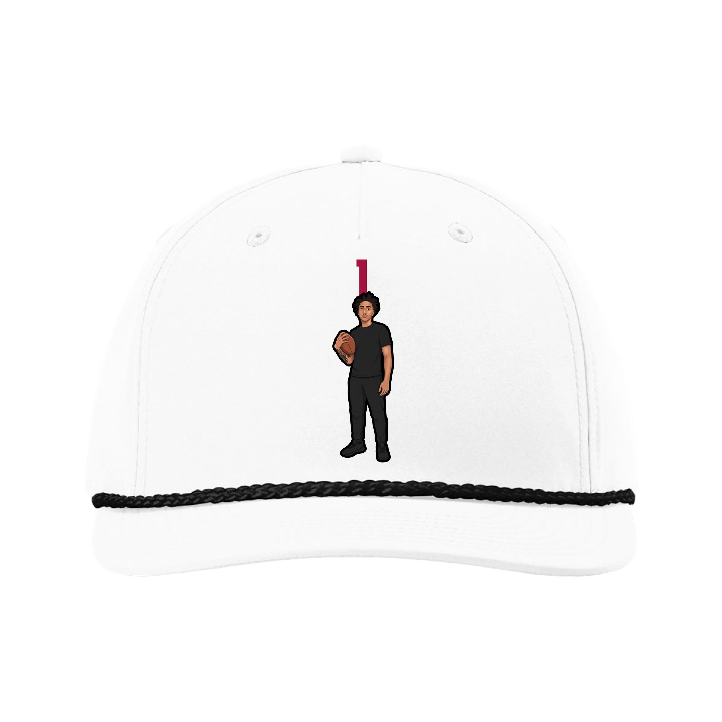 Five-Panel Classic Rope Cap — Number Top in White