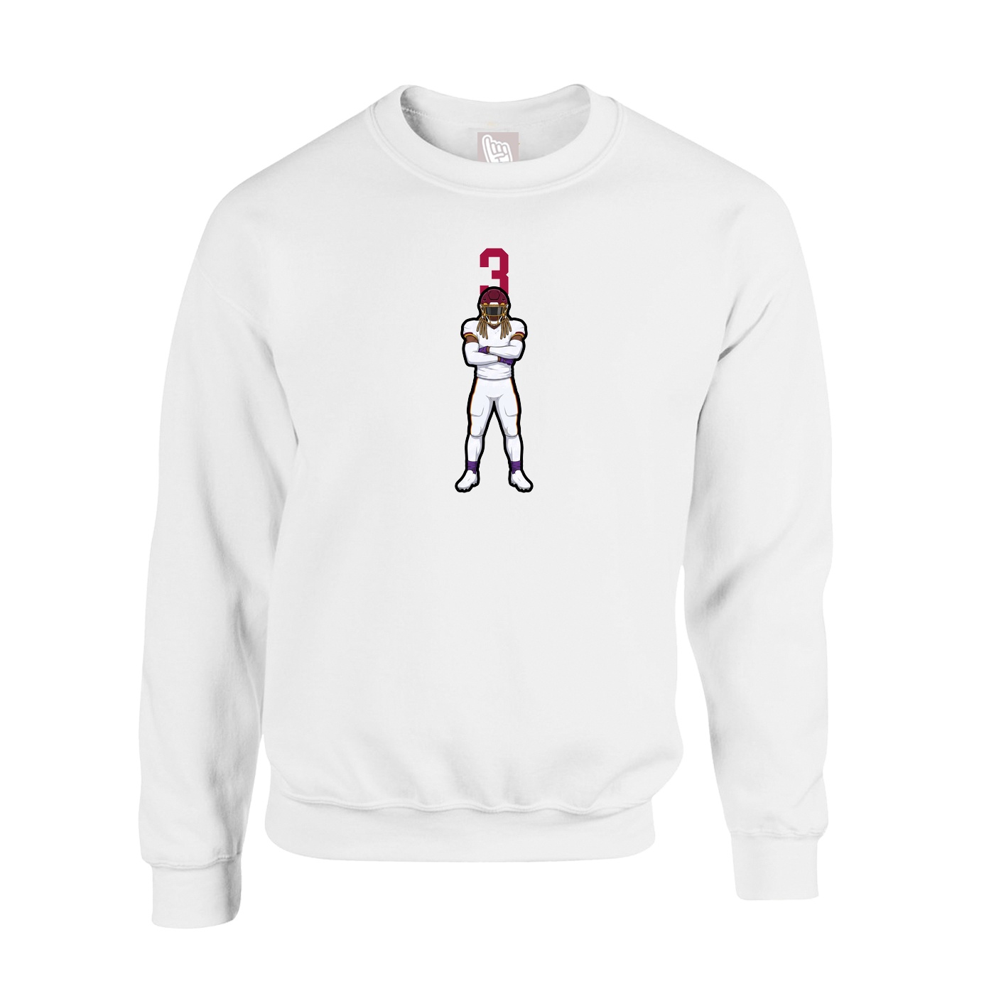 Fleece Crew — Number Top in White