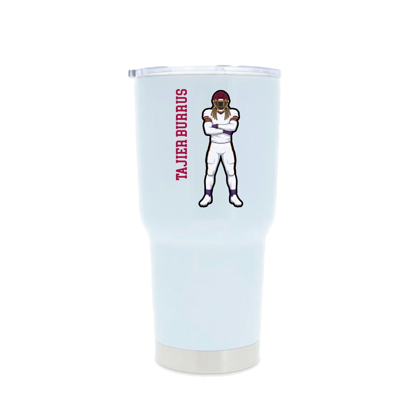 30oz Stainless Steel Tumbler — Name Vertical in White