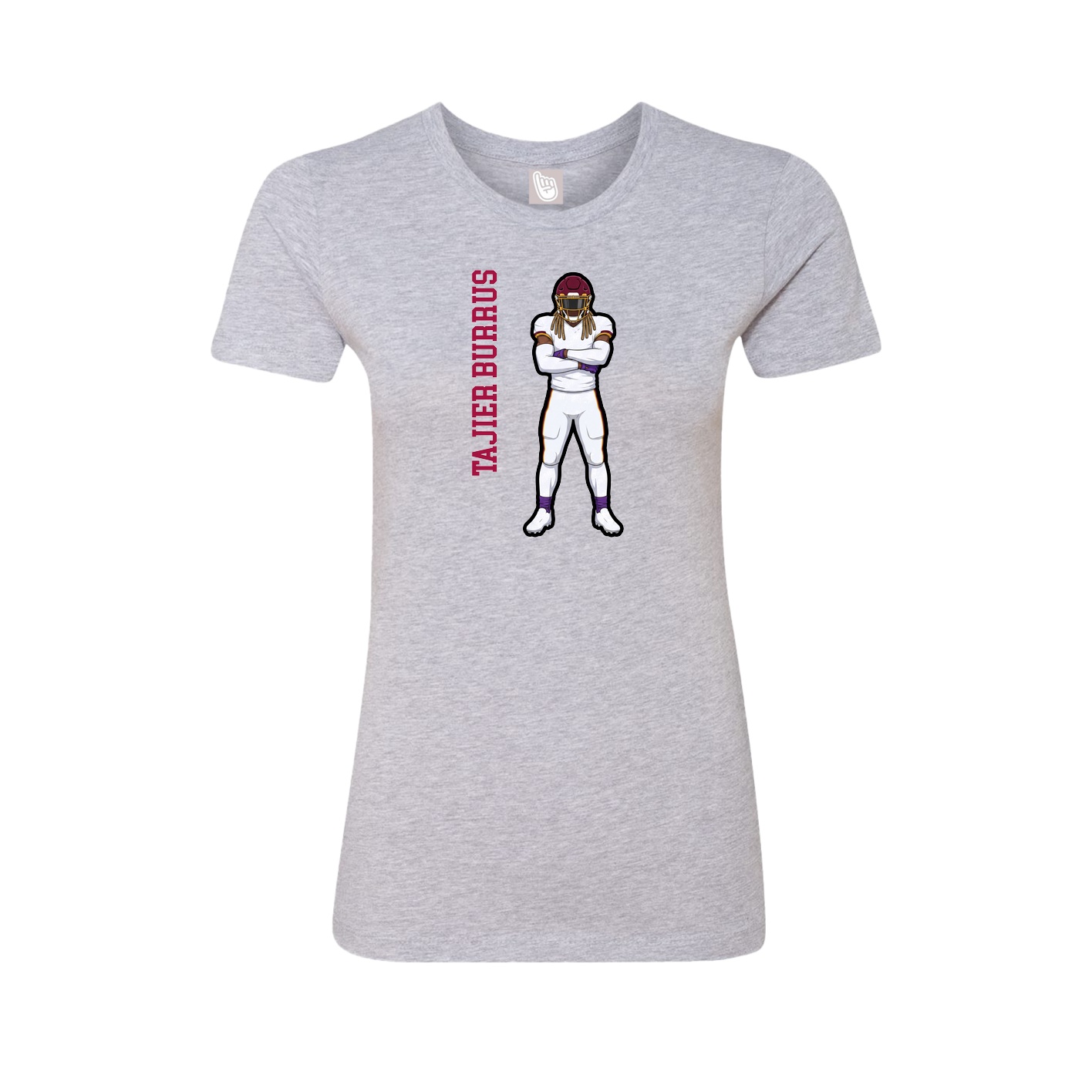 Fitted Women's Tee — Name Vertical in Grey