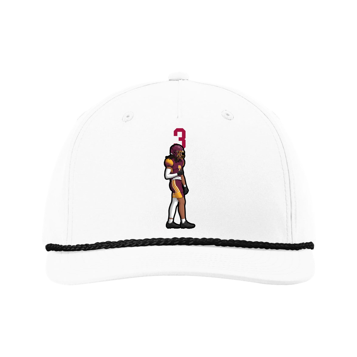 Five-Panel Classic Rope Cap — Number Top in White