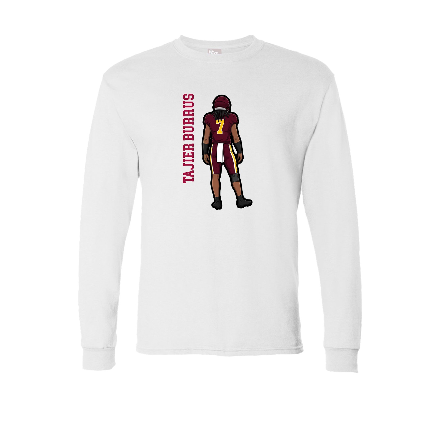 Long Sleeve Tee — Name Vertical in White