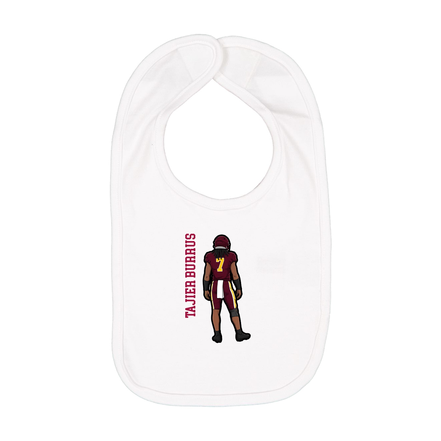 Infant Bib — Name Vertical in White