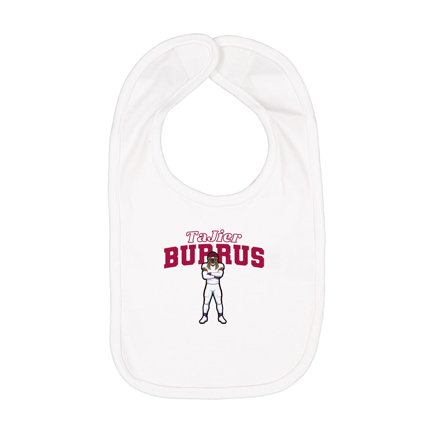 Infant Bib — Name Arch in White