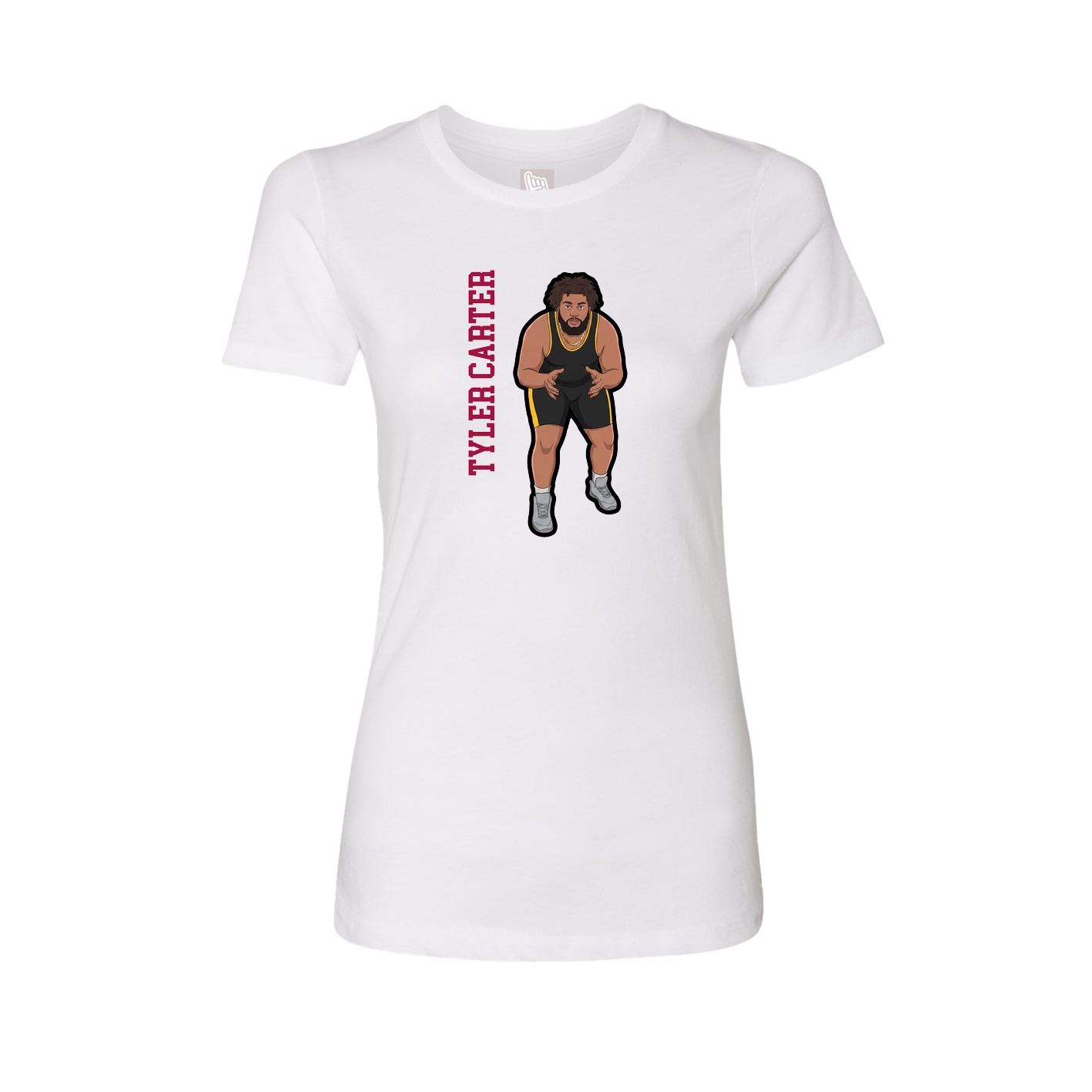 Fitted Women's Tee — Name Vertical in White