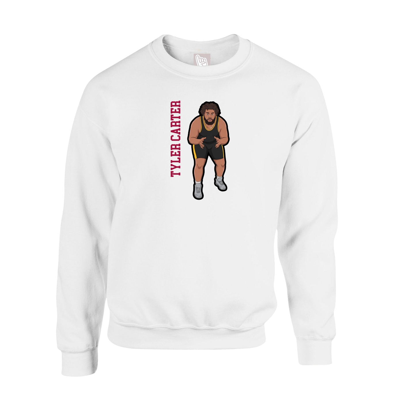 Fleece Crew — Name Vertical in White