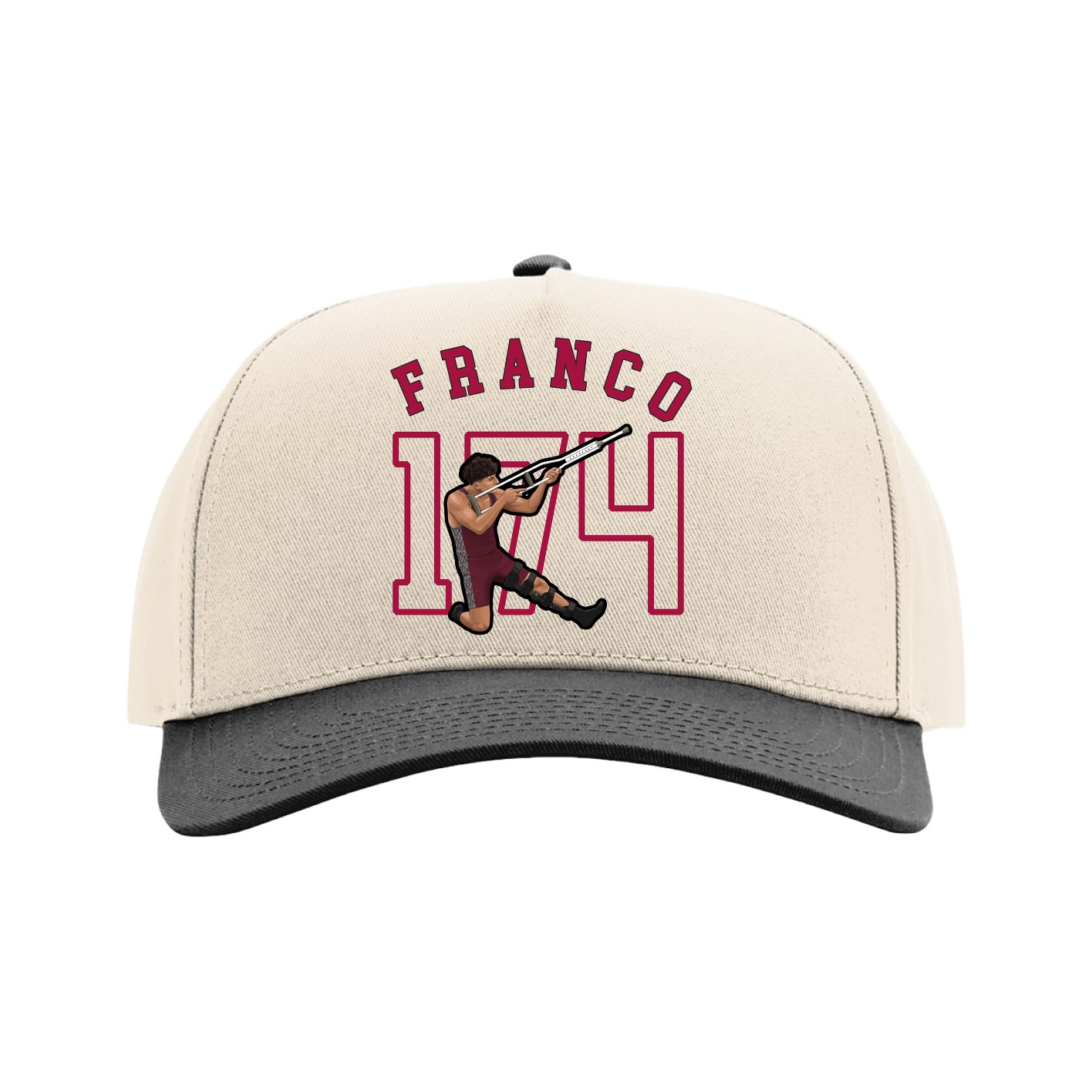 Full Fabric Five-Panel Champ Cap — Shirsey Arch in Cream/Black