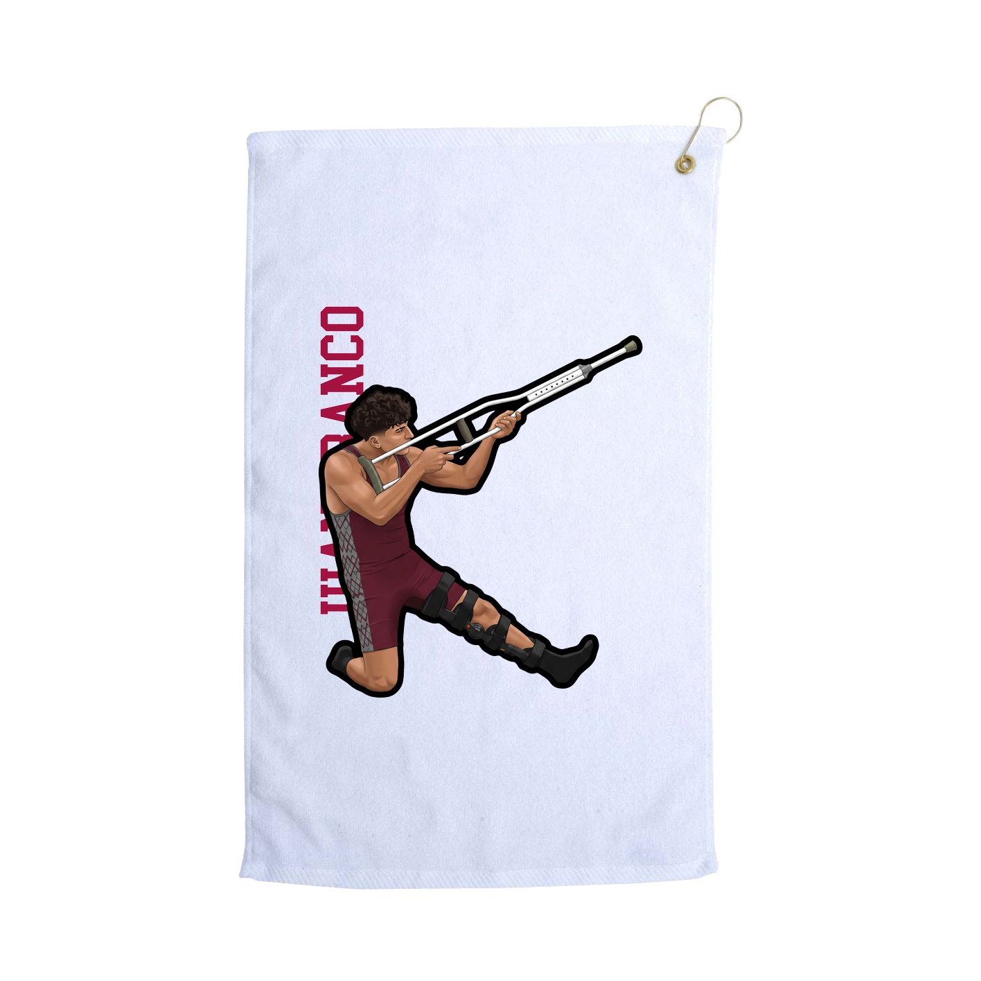 Golf Towel — Name Vertical in White