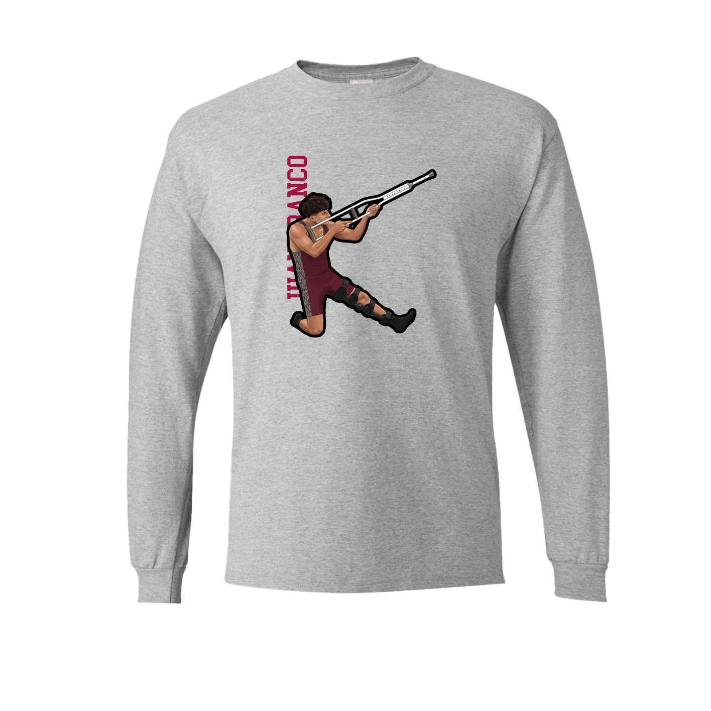 Long Sleeve Tee — Name Vertical in Grey