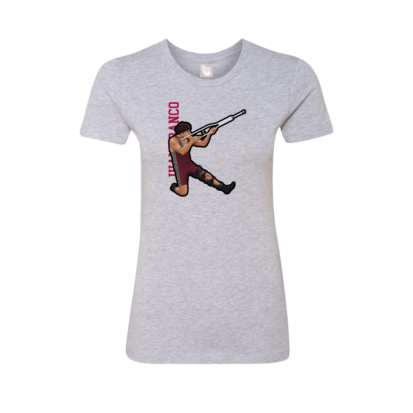 Womens Tee — Name Vertical in Grey