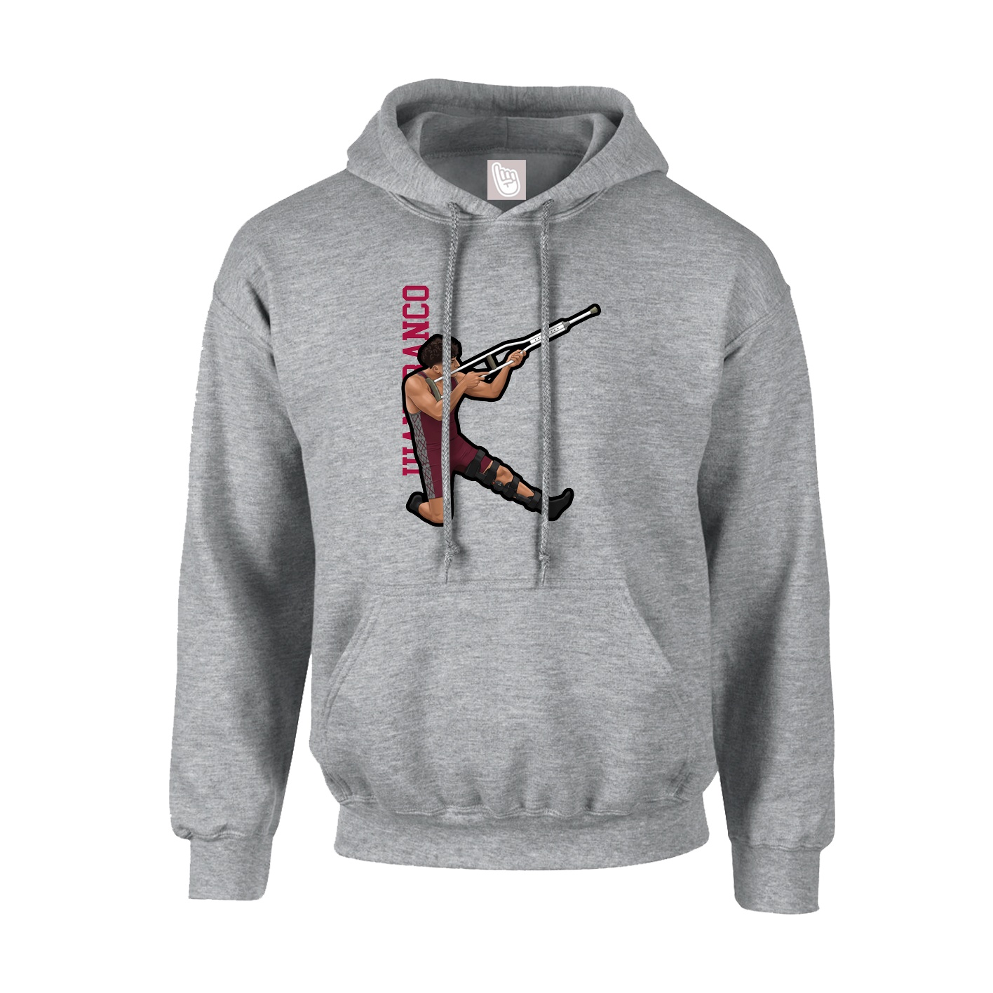 Youth Hoodie — Name Vertical in Grey