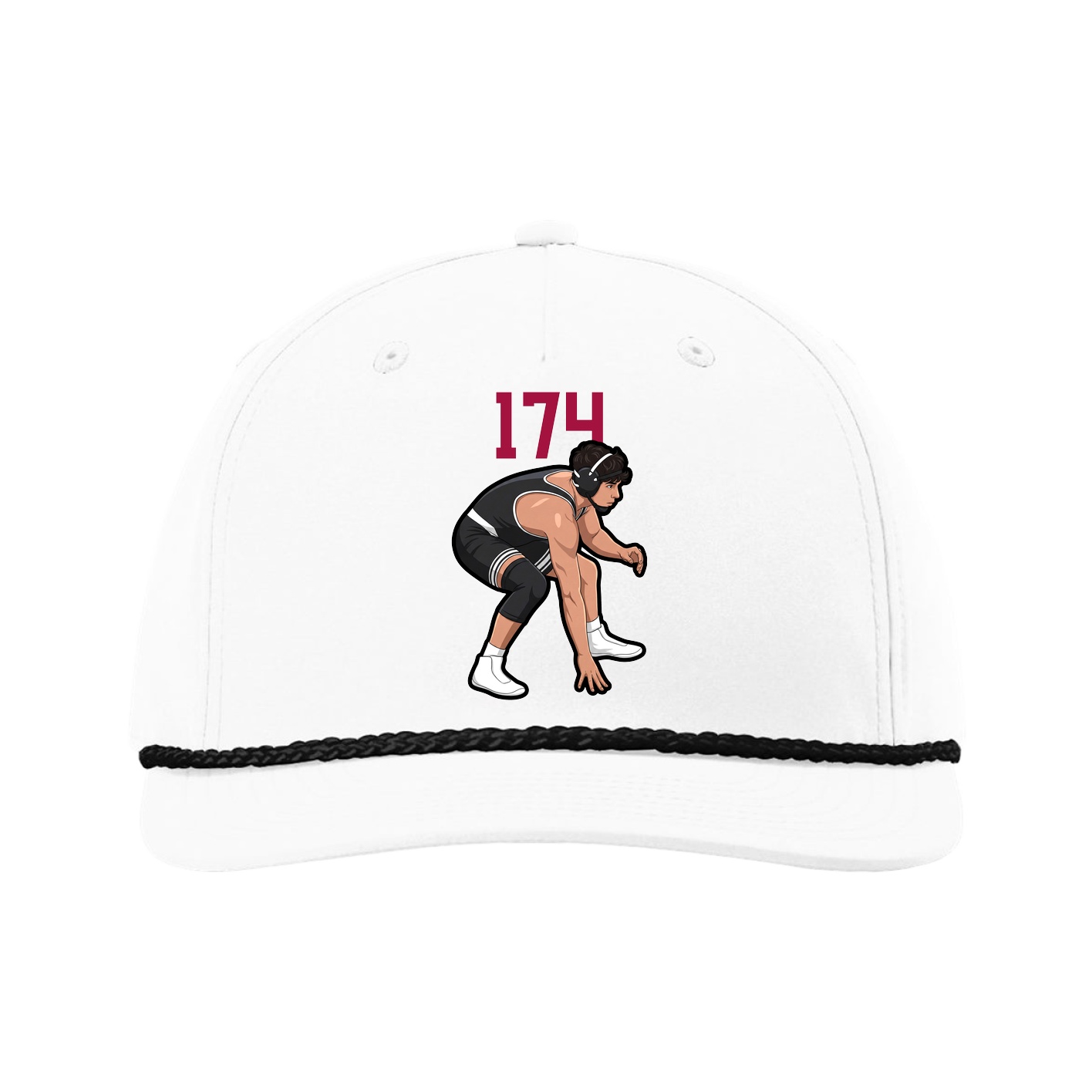Five-Panel Classic Rope Cap — Number Top in White