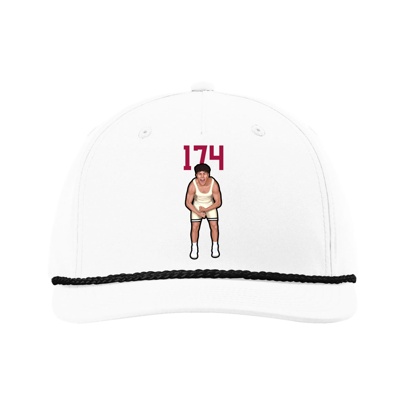 Five-Panel Classic Rope Cap — Number Top in White