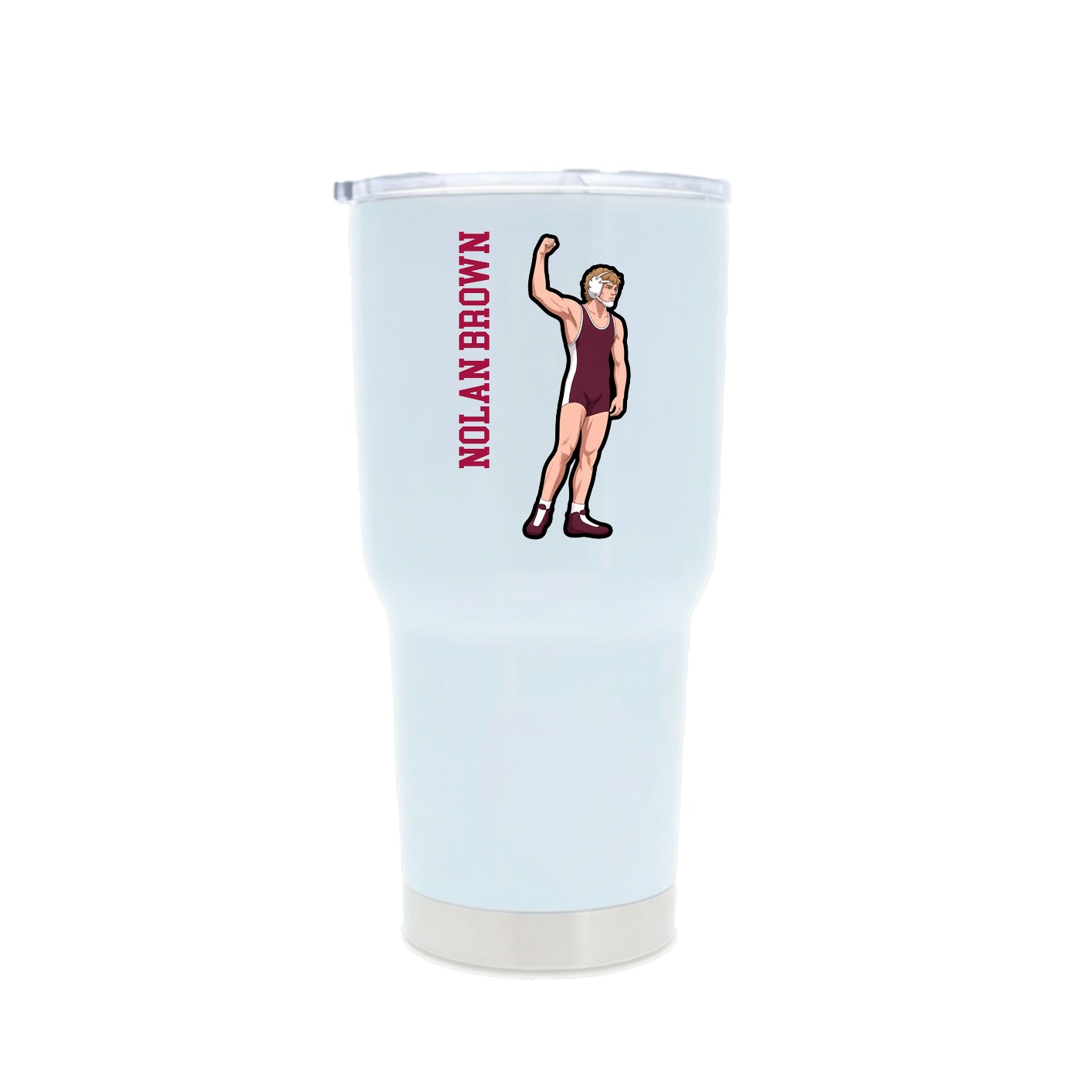30oz Stainless Steel Tumbler — Name Vertical in White