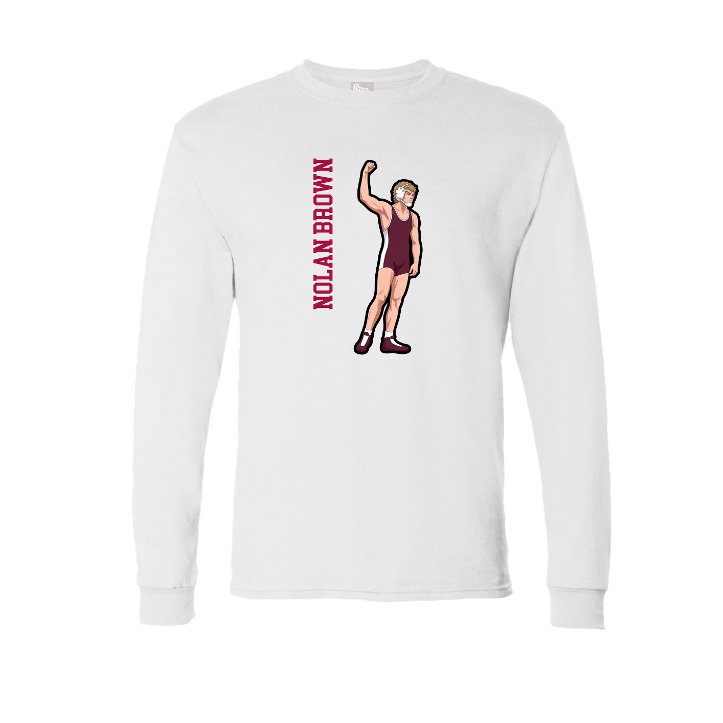 Long Sleeve Tee — Name Vertical in White