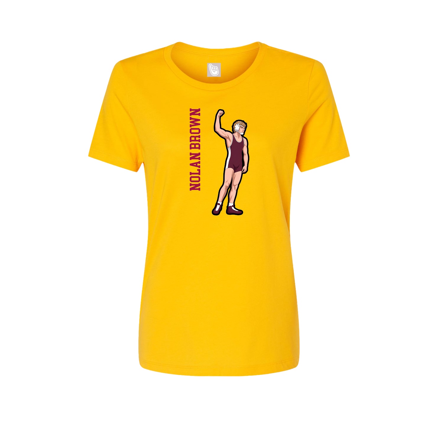 Fitted Women's Tee — Name Vertical in Gold
