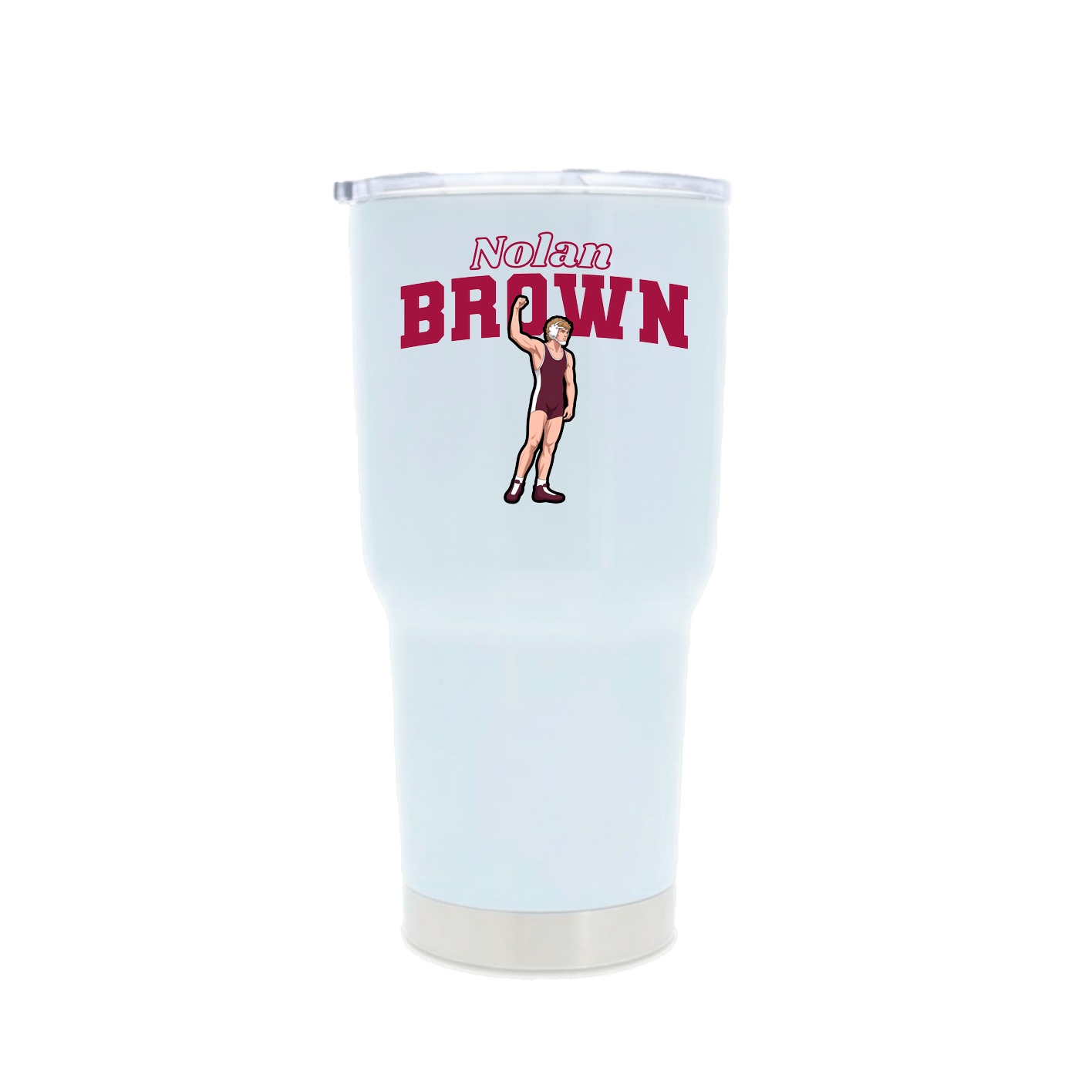30oz Stainless Steel Tumbler — Name Arch in White