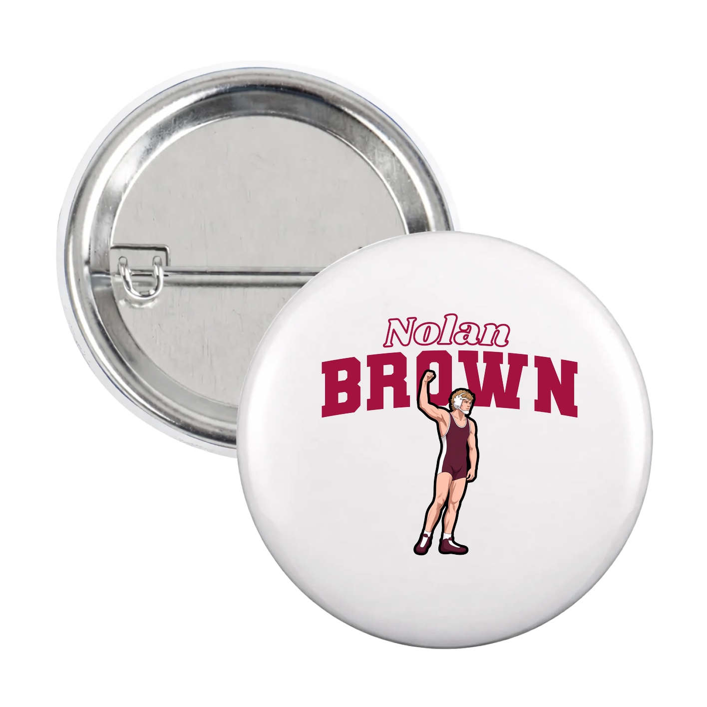 Game Day Button — Name Arch in White