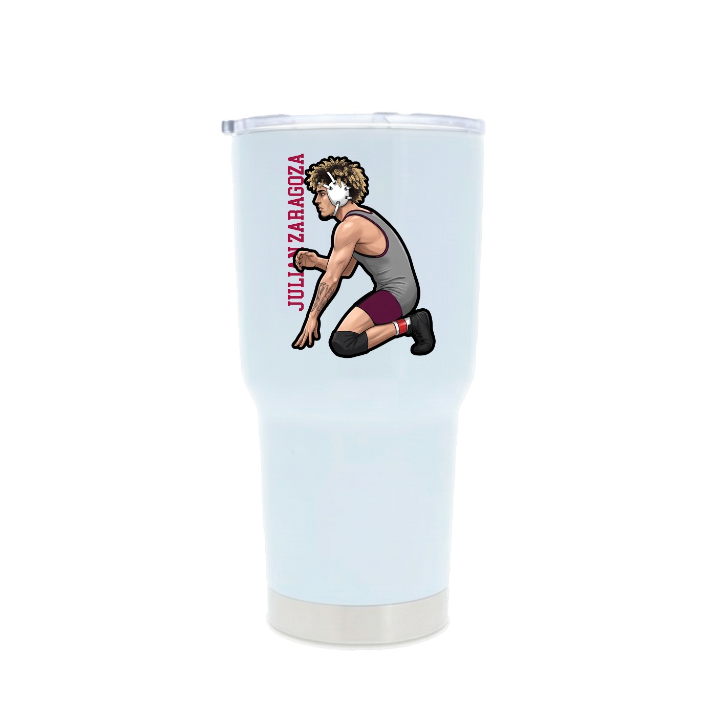 30oz Stainless Steel Tumbler — Name Vertical in White