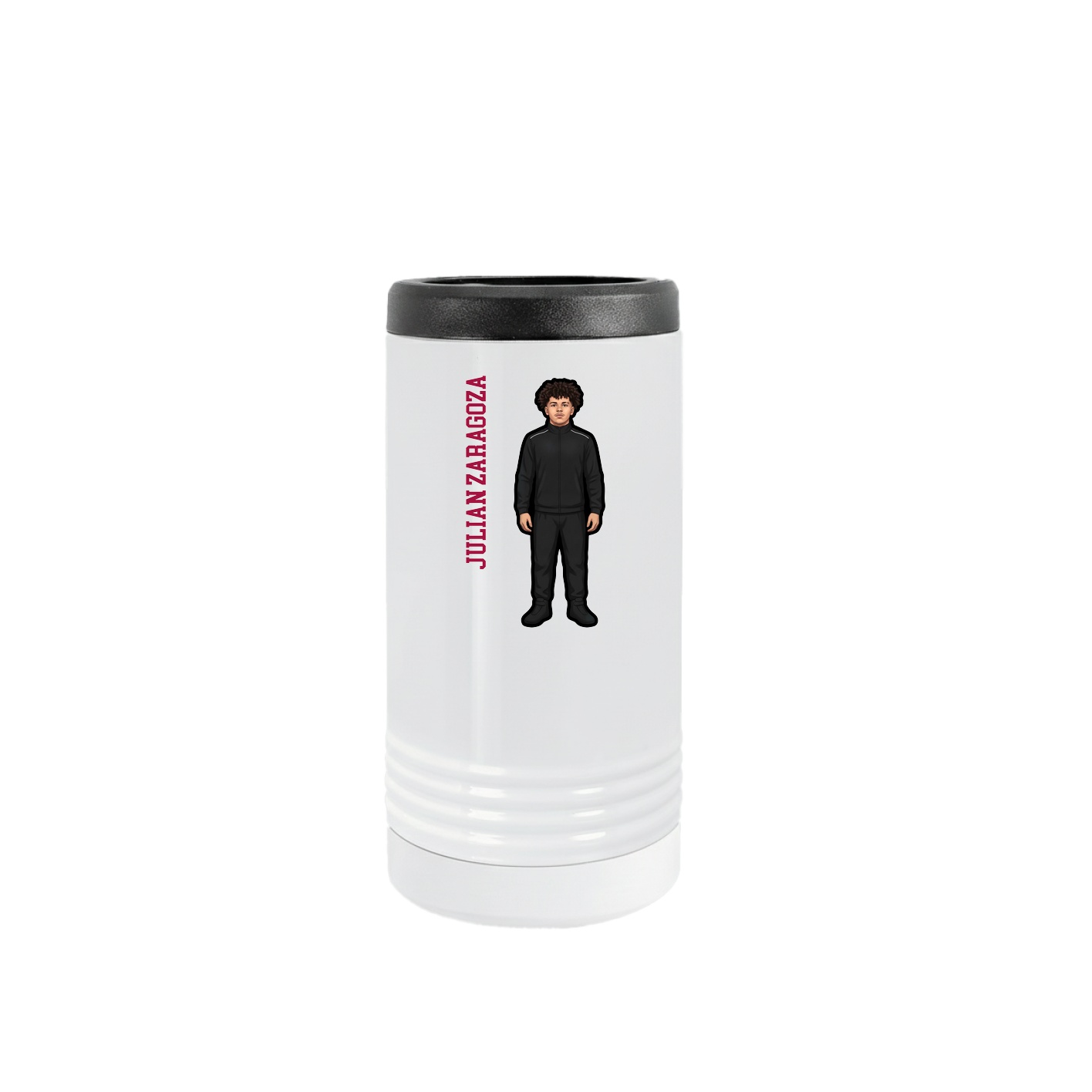 Slim Beverage Holder — Name Vertical in White