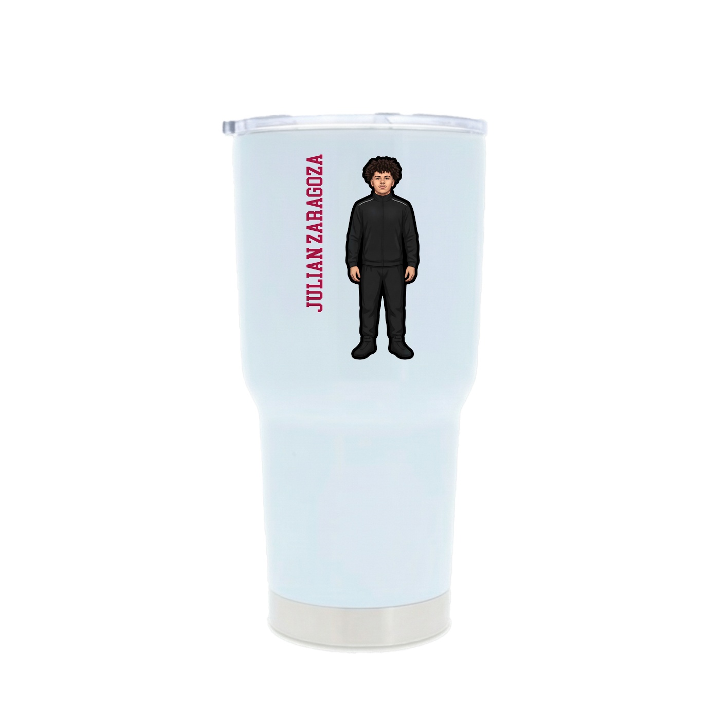 30oz Stainless Steel Tumbler — Name Vertical in White