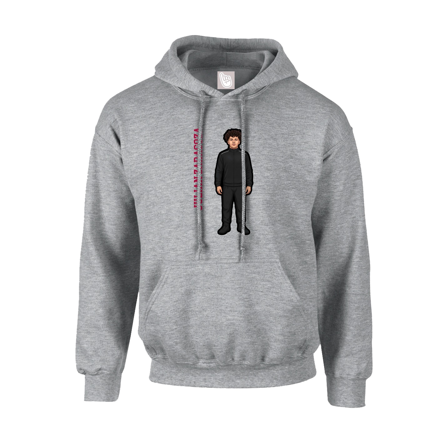 Youth Hoodie — Name Vertical in Grey