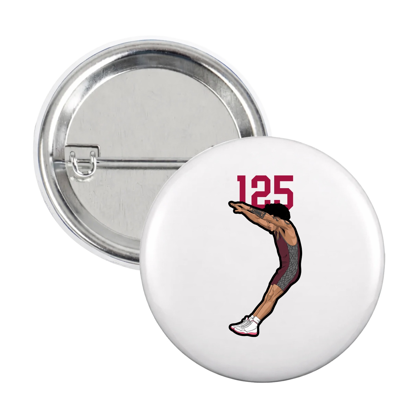 Game Day Button — Number Top in White