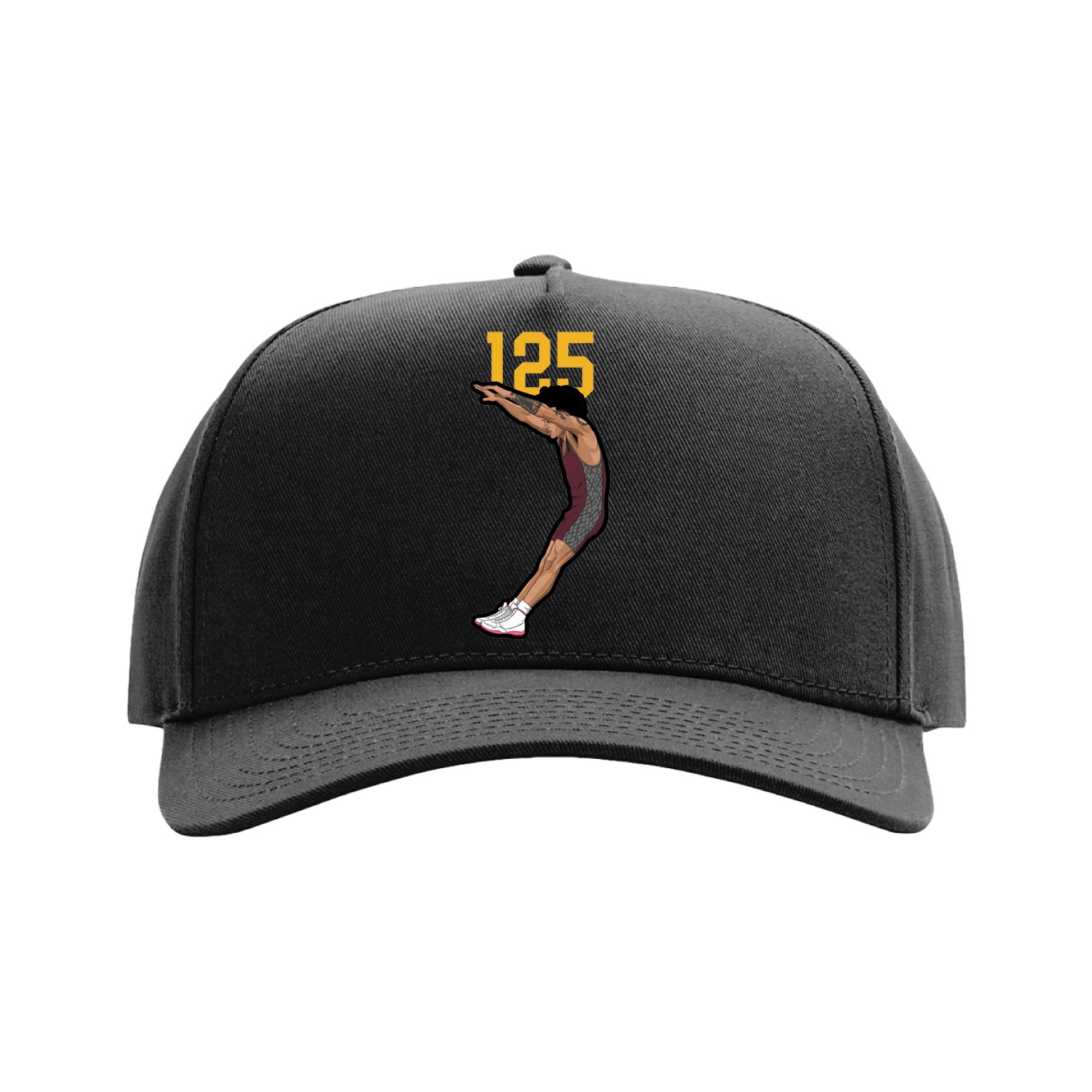 Full Fabric Five-Panel Champ Cap — Number Top in Black