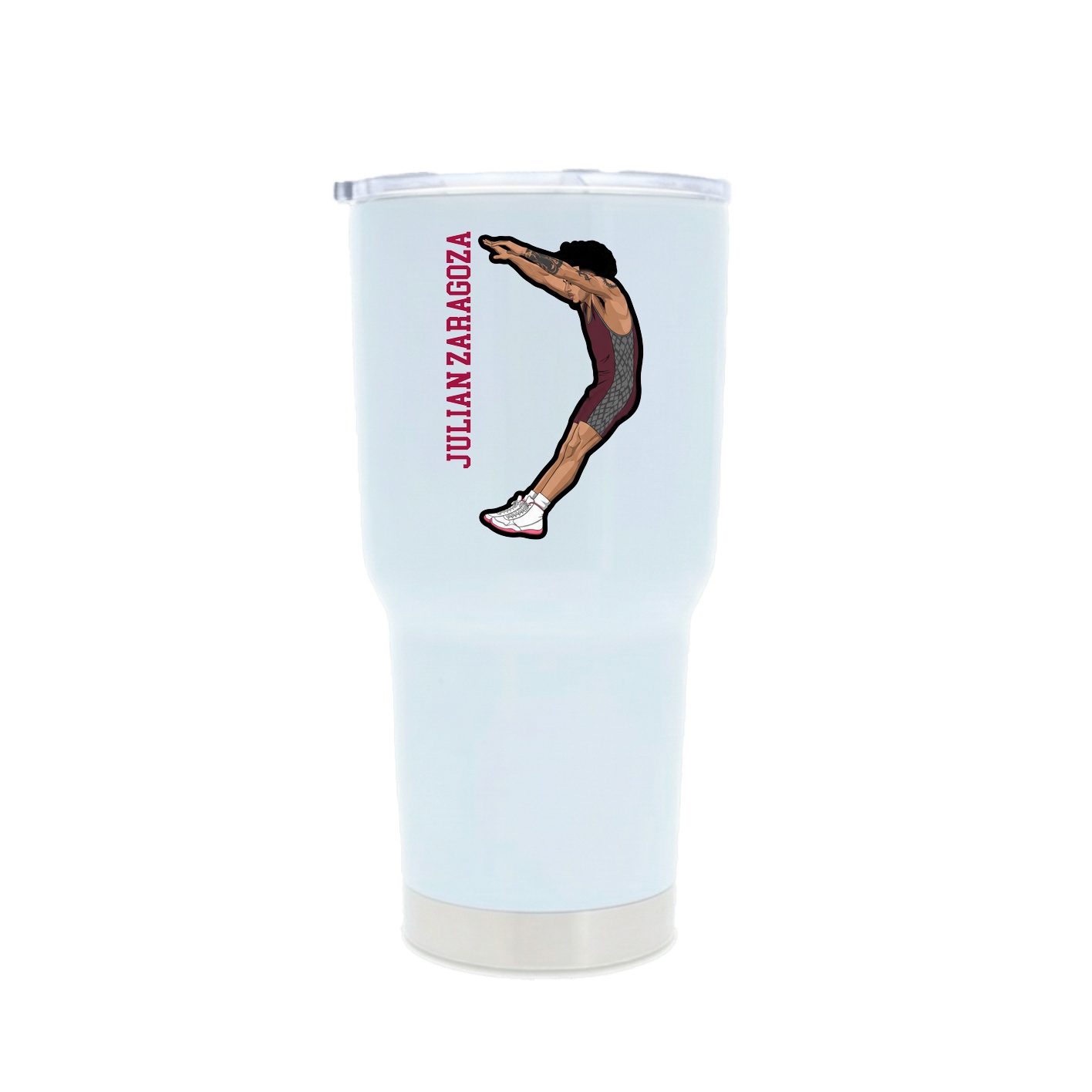 30oz Stainless Steel Tumbler — Name Vertical in White