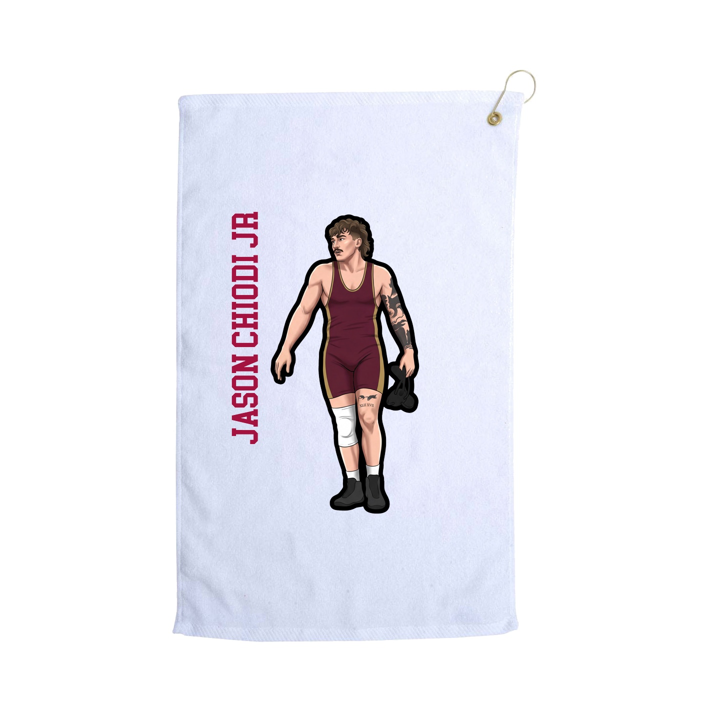 Golf Towel — Name Vertical in White