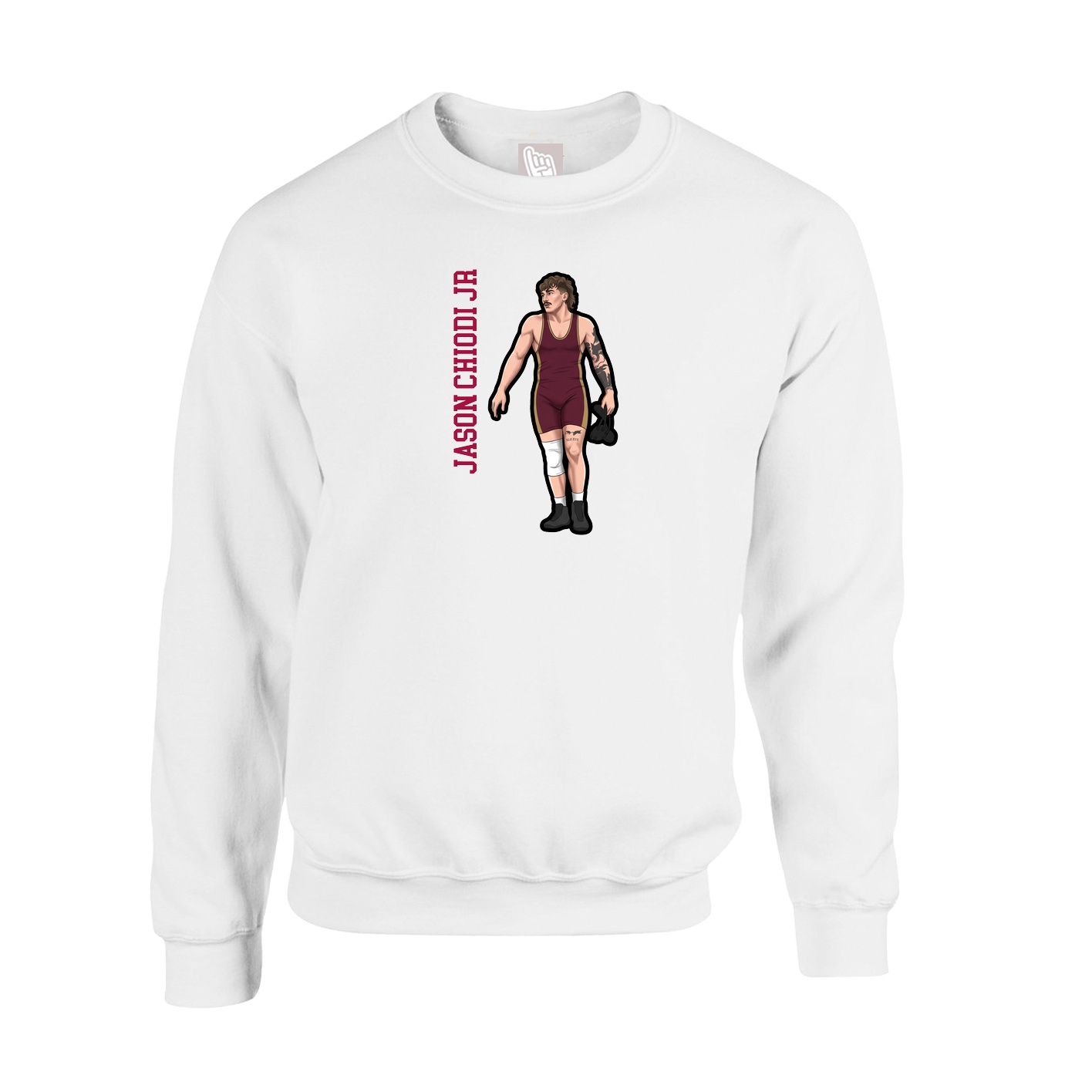 Fleece Crew — Name Vertical in White