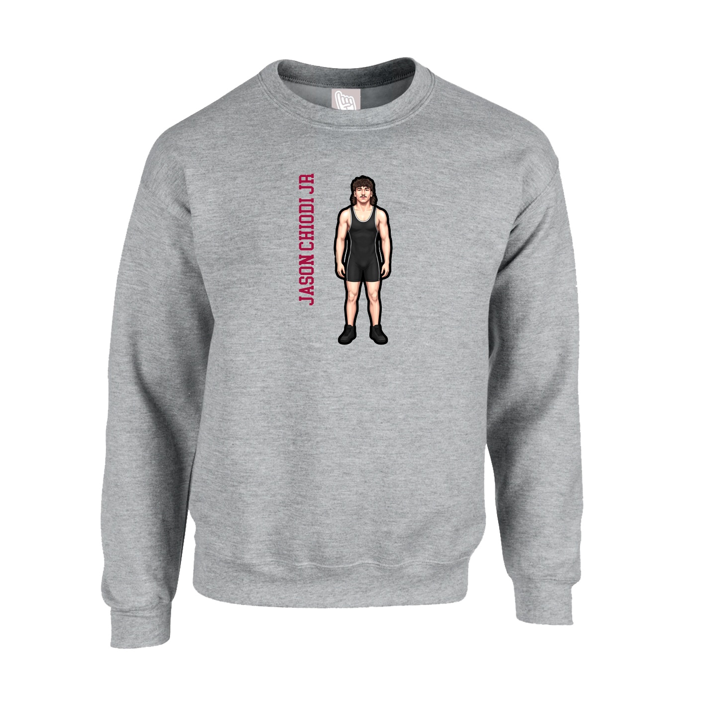 Fleece Crew — Name Vertical in Grey