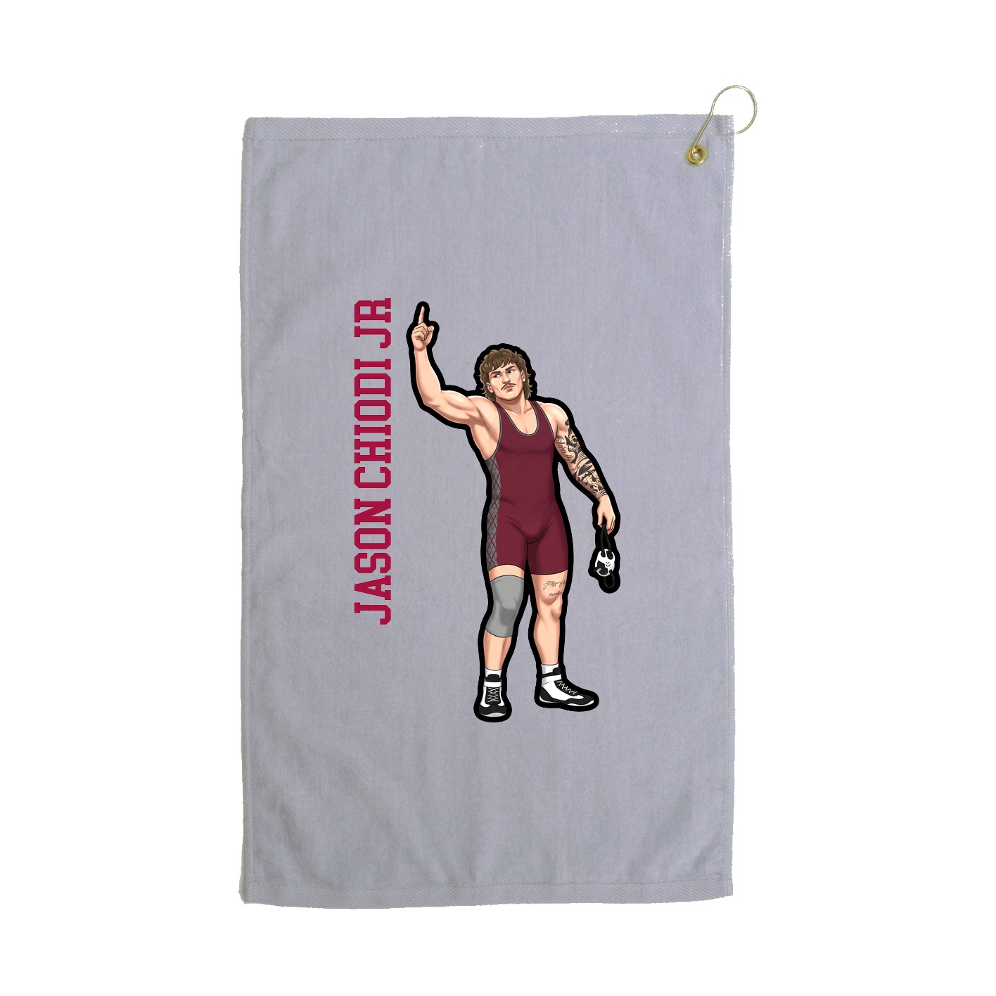 Golf Towel — Name Vertical in Grey