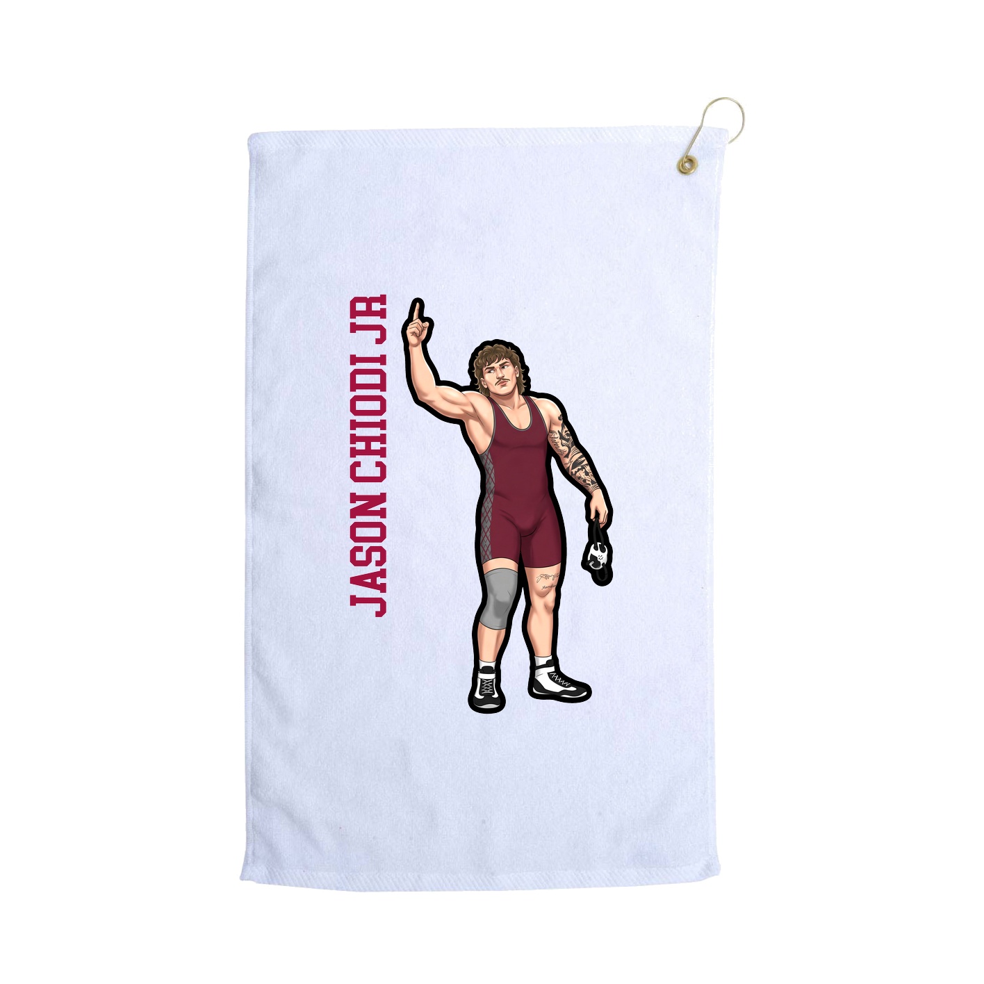 Golf Towel — Name Vertical in White
