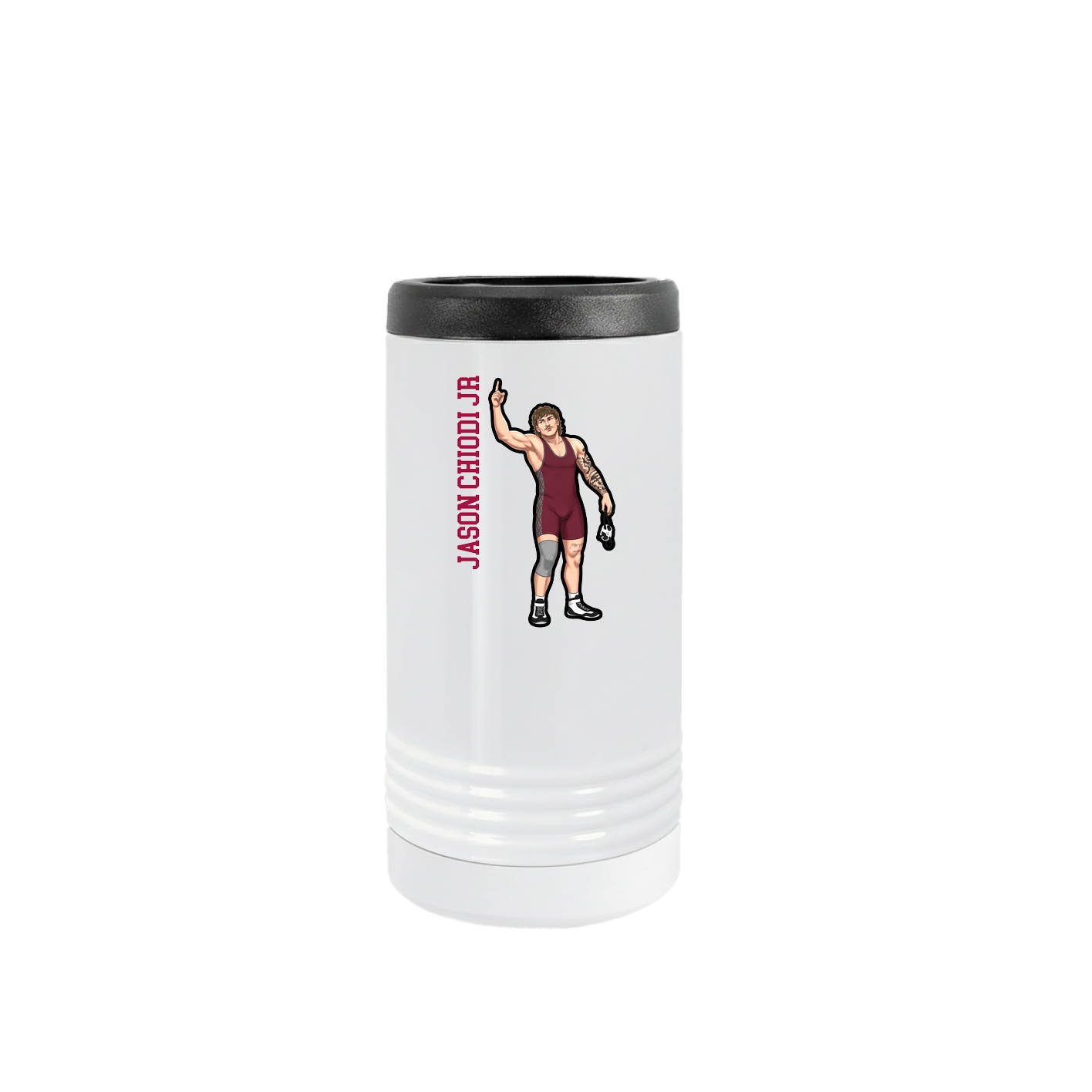Slim Beverage Holder — Name Vertical in White