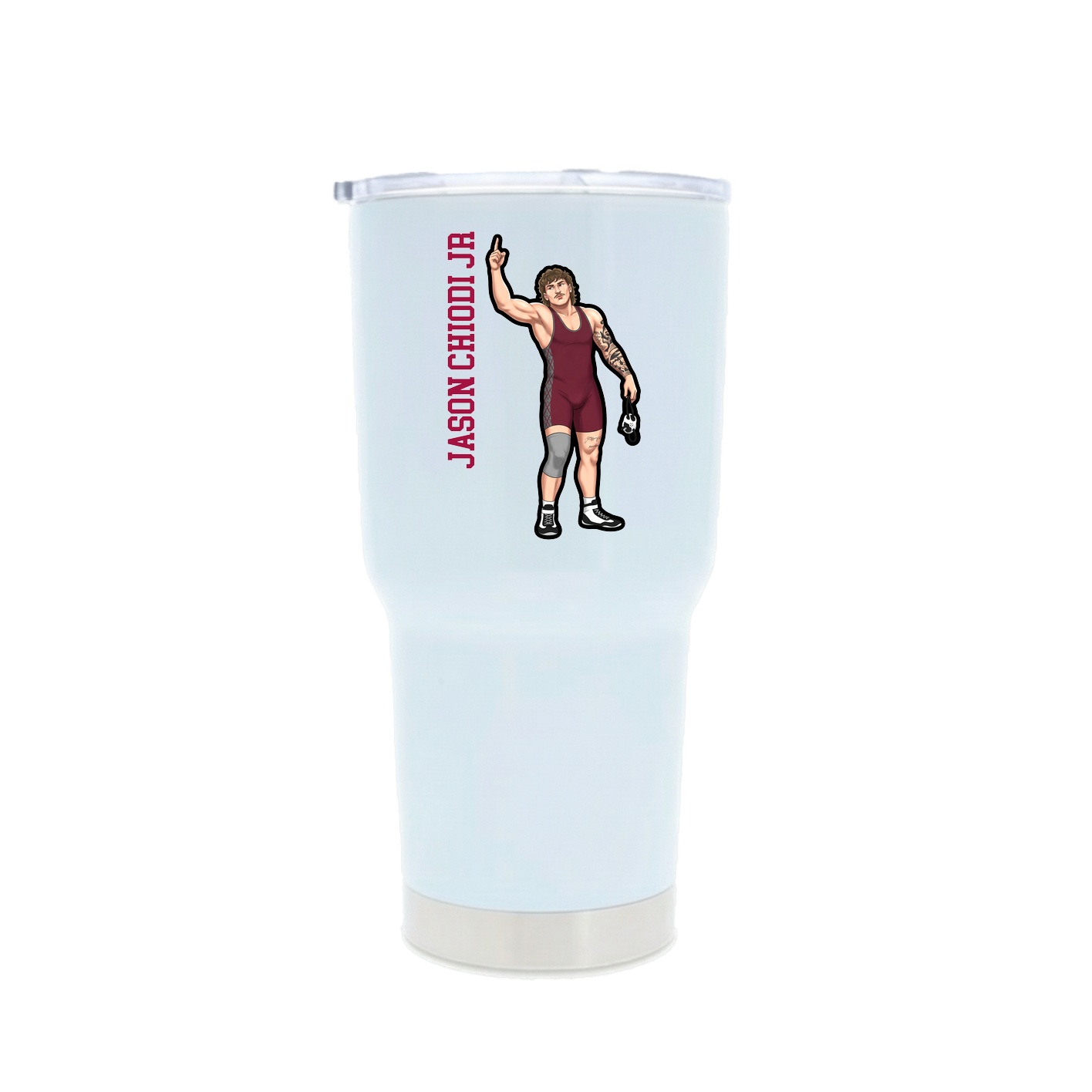 30oz Stainless Steel Tumbler — Name Vertical in White