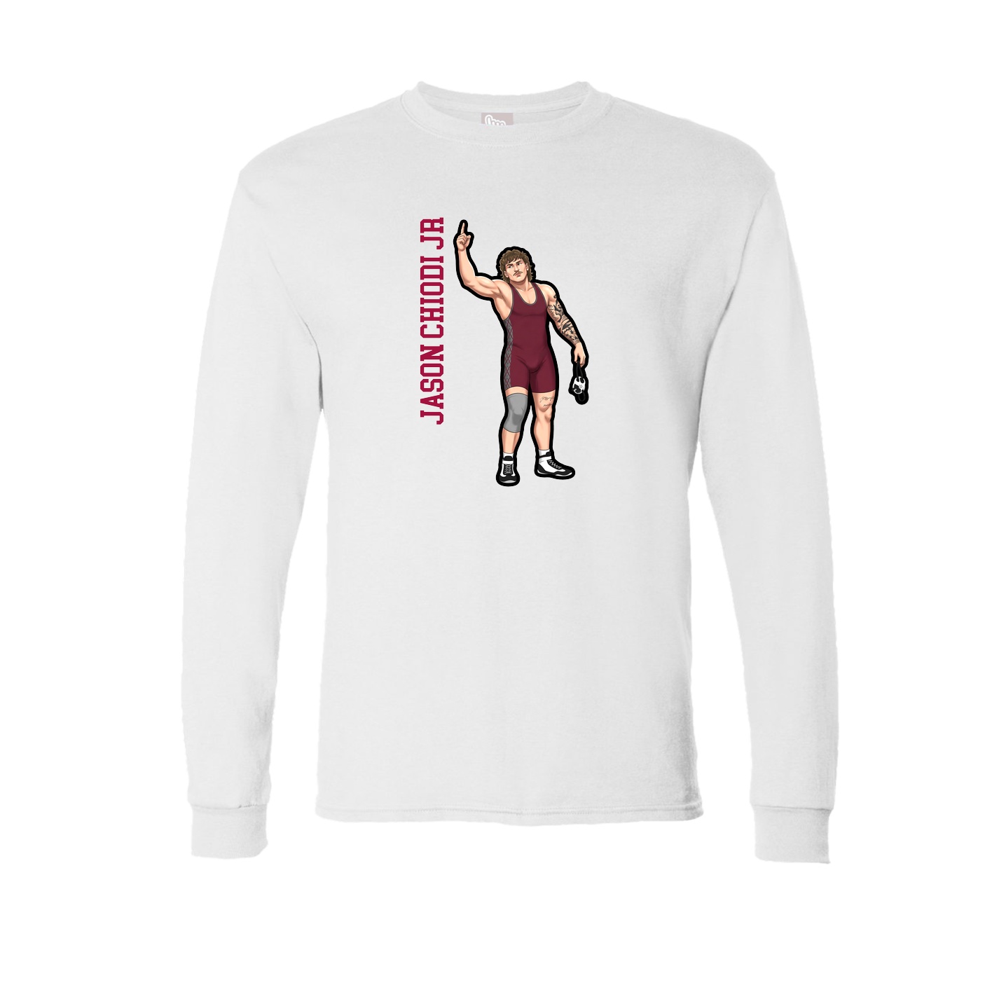 Long Sleeve Tee — Name Vertical in White