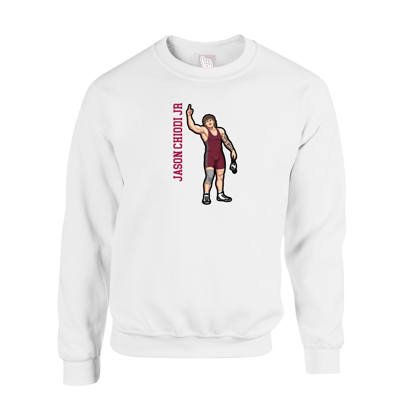 Fleece Crew — Name Vertical in White