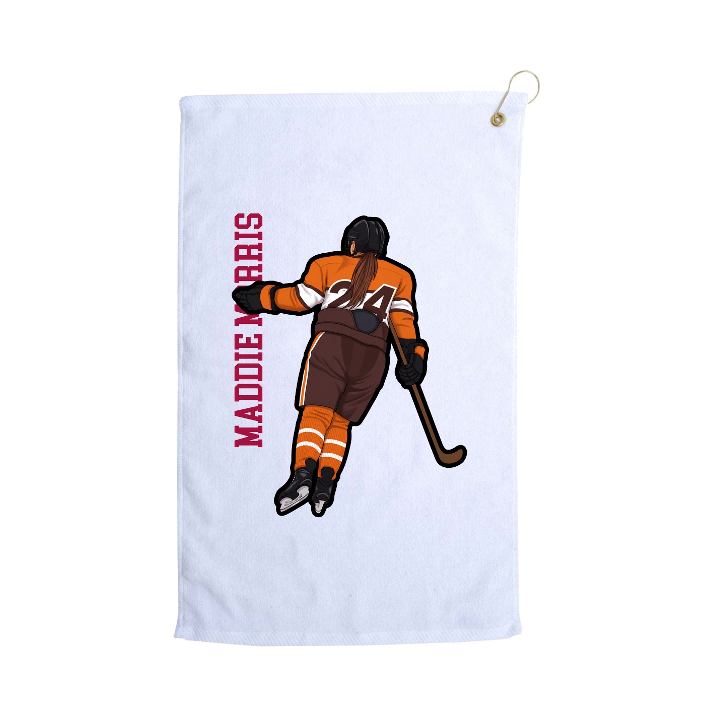 Golf Towel — Name Vertical in White