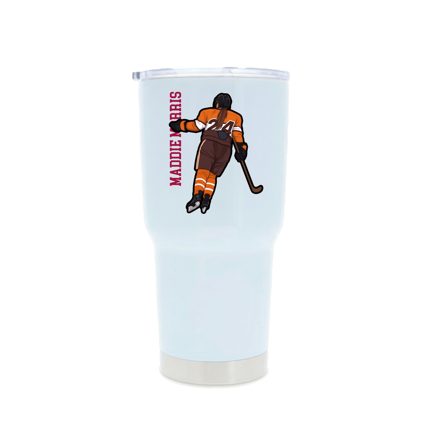 30oz Stainless Steel Tumbler — Name Vertical in White